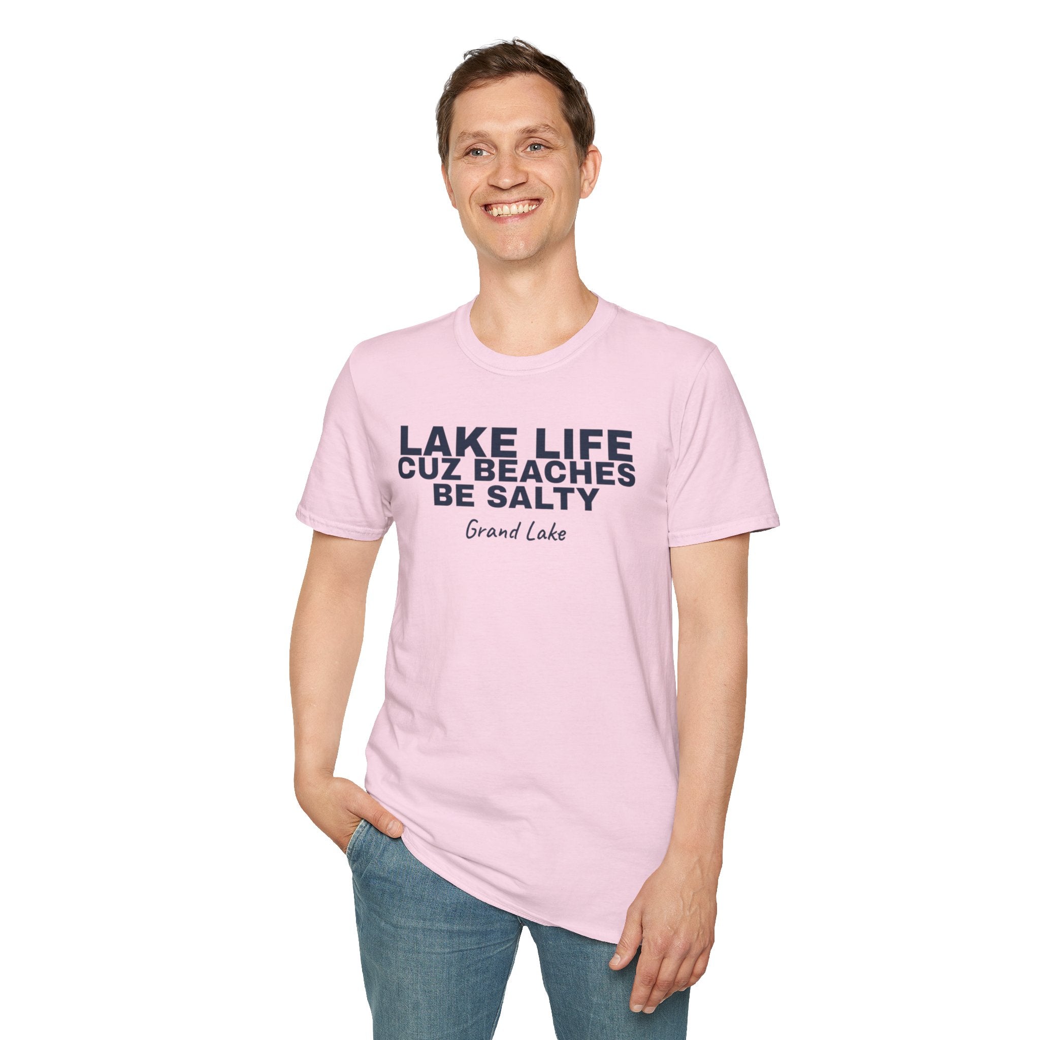 Lake Life T-Shirt — “Lake Life Cuz Beaches Be Salty” Relaxed Grand Lake Vacation Tee