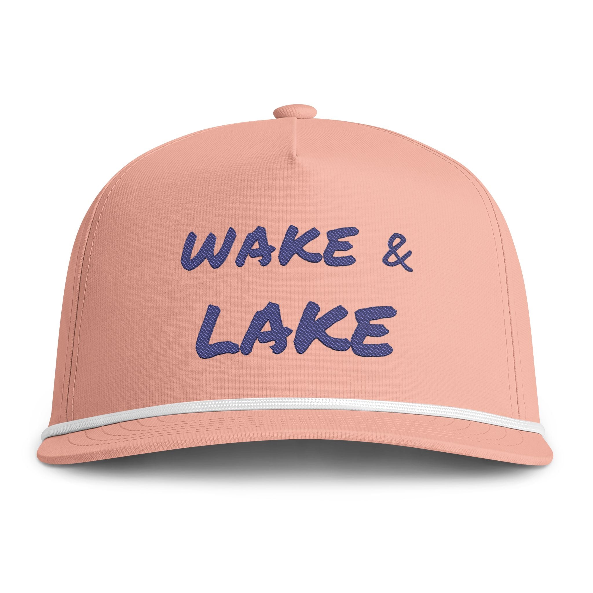 Wake & Lake Rope Cap — Sunwashed Embroidered Trucker Hat