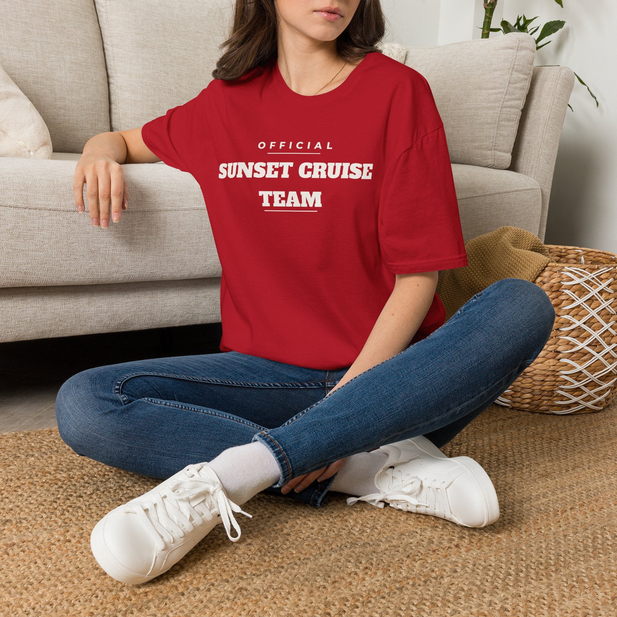 Sunset Cruise Team T-Shirt — 'Official' Crew Tee for Beach, Boat & Vacation