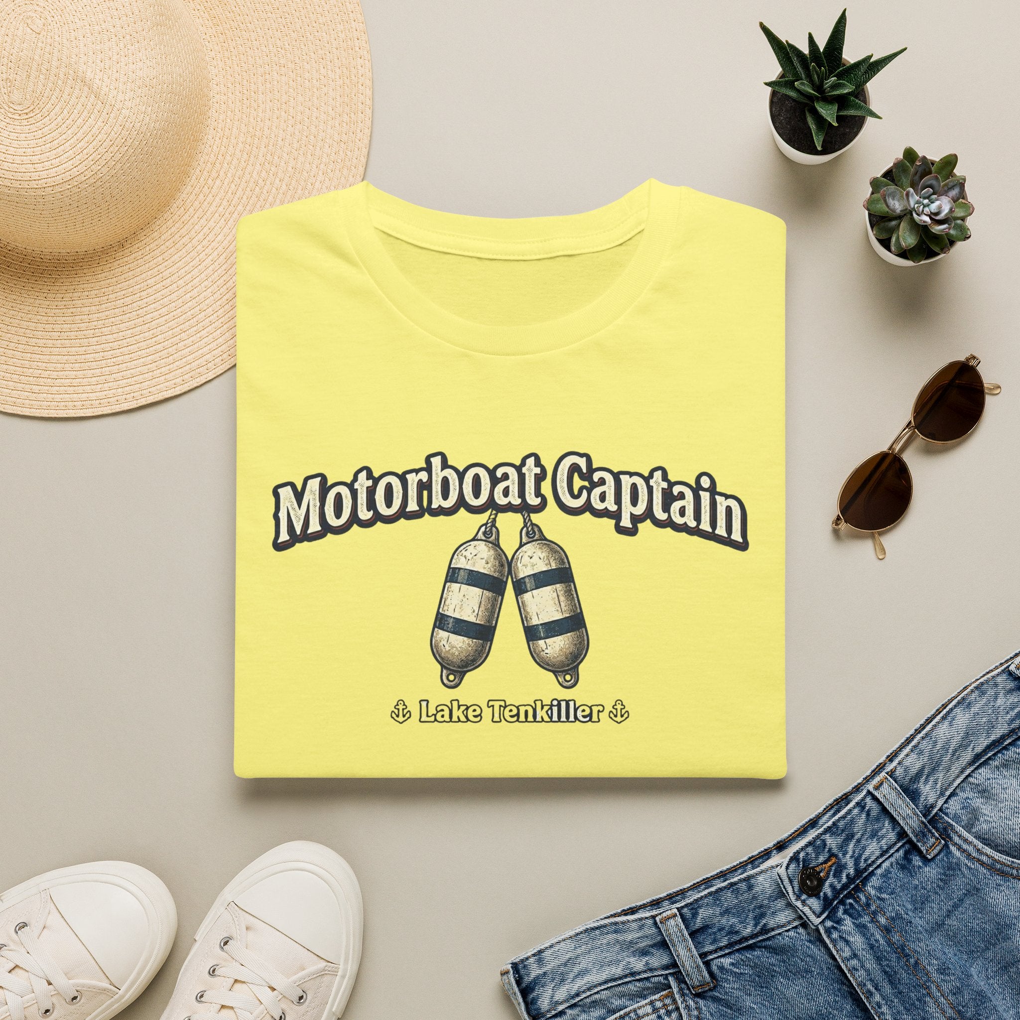 Motorboat Captain T‑Shirt – Lake Life Nautical Tee with Buoy Design