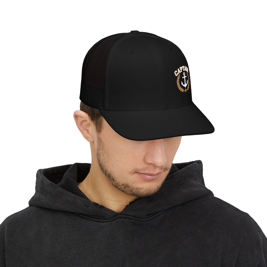 Captain Anchor Trucker Cap - Retro Nautical Snapback Hat