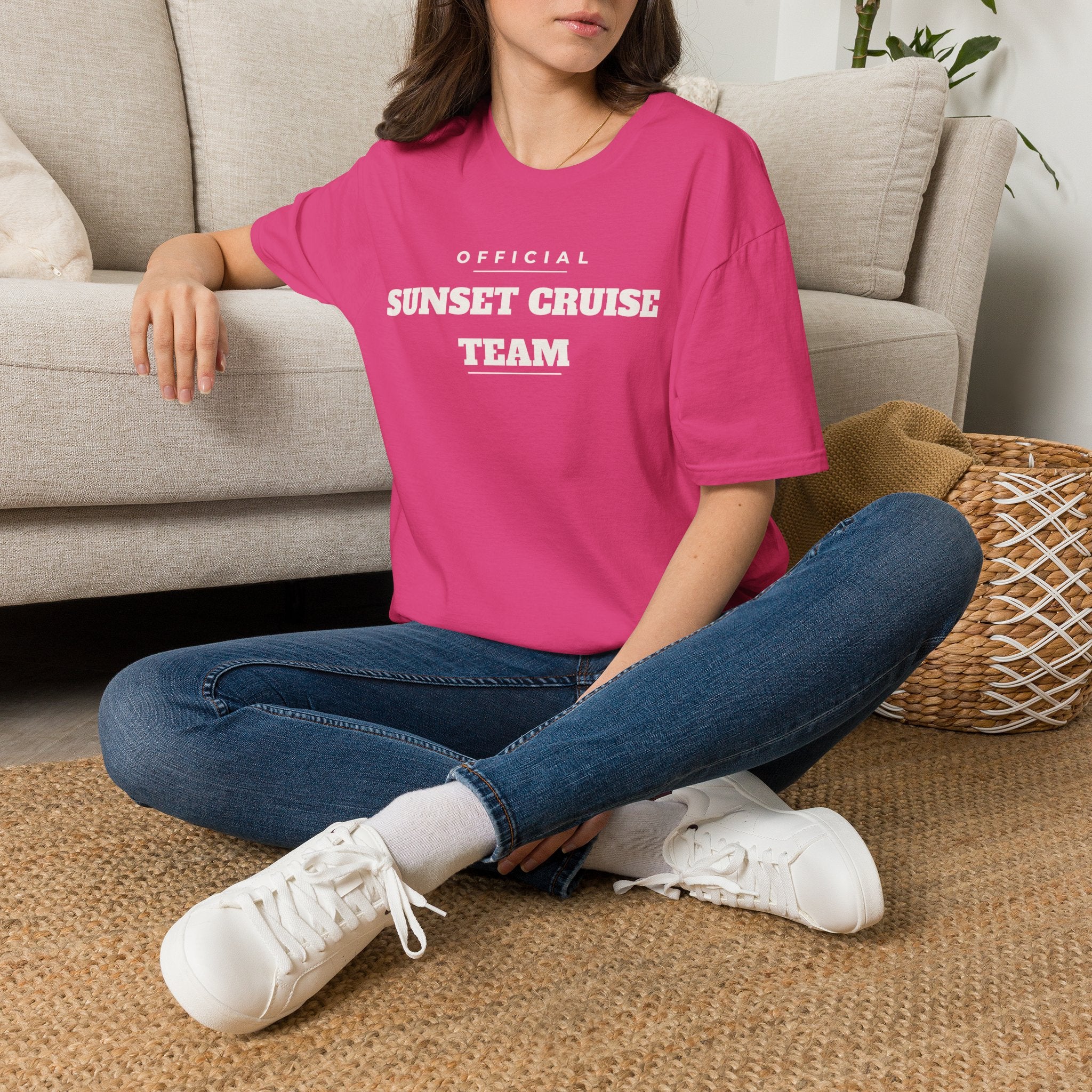 Sunset Cruise Team T-Shirt — 'Official' Crew Tee for Beach, Boat & Vacation