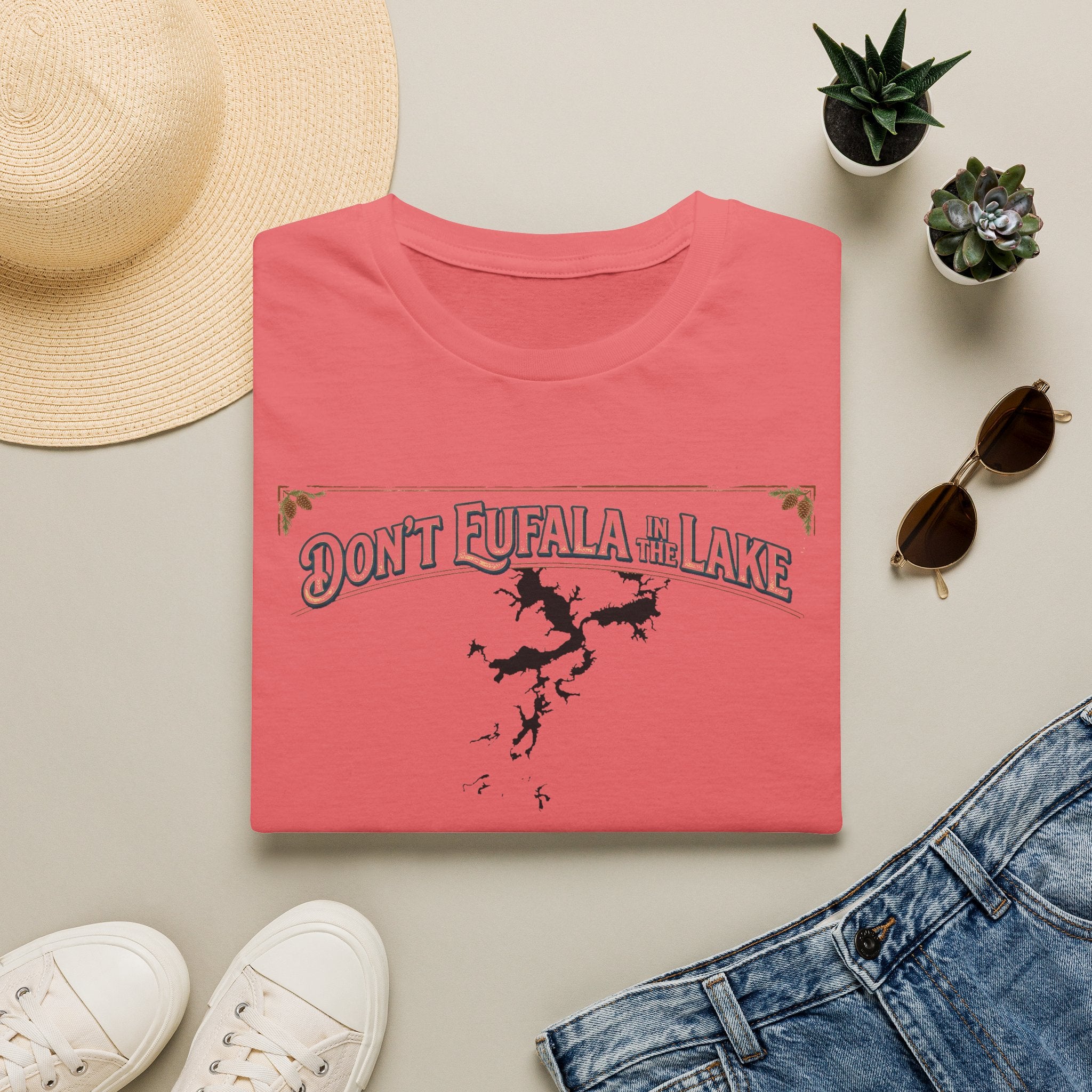 Don't Eufala in the Lake T-Shirt — Funny Eufala Lake Map Tee for Boaters & Locals
