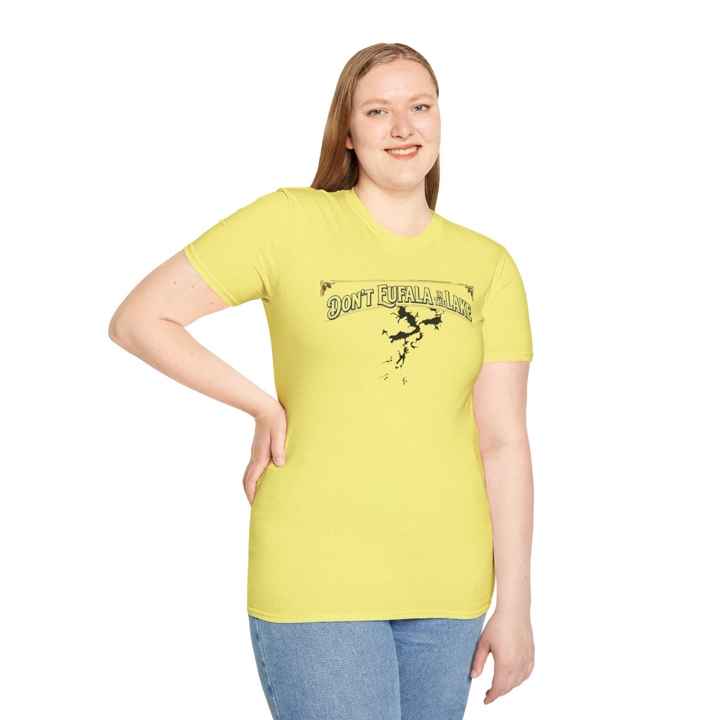 Don't Eufala in the Lake T-Shirt — Funny Eufala Lake Map Tee for Boaters & Locals