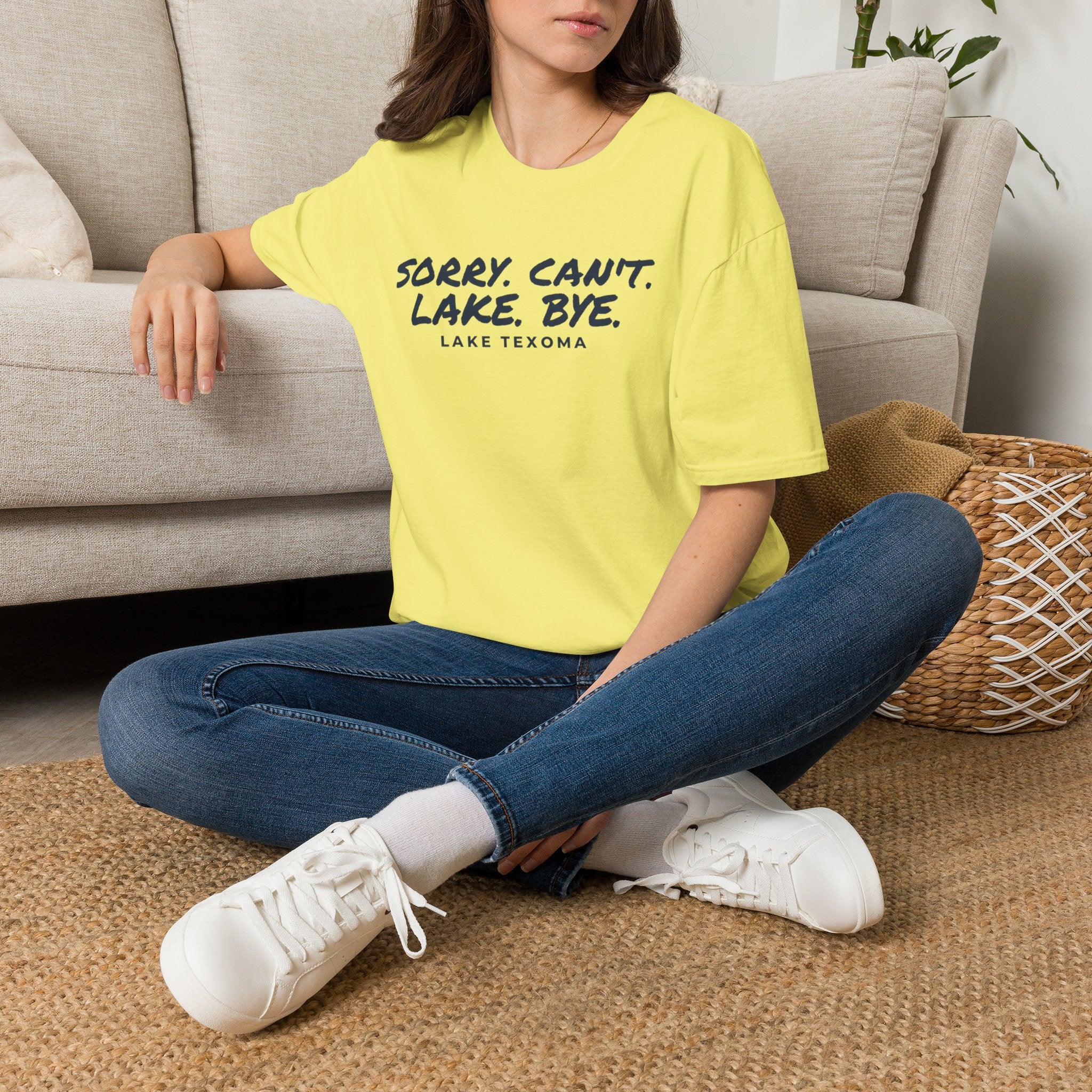 Lake T-Shirt — "Sorry. Can't. Lake. Bye." Lake Texoma Casual Tee
