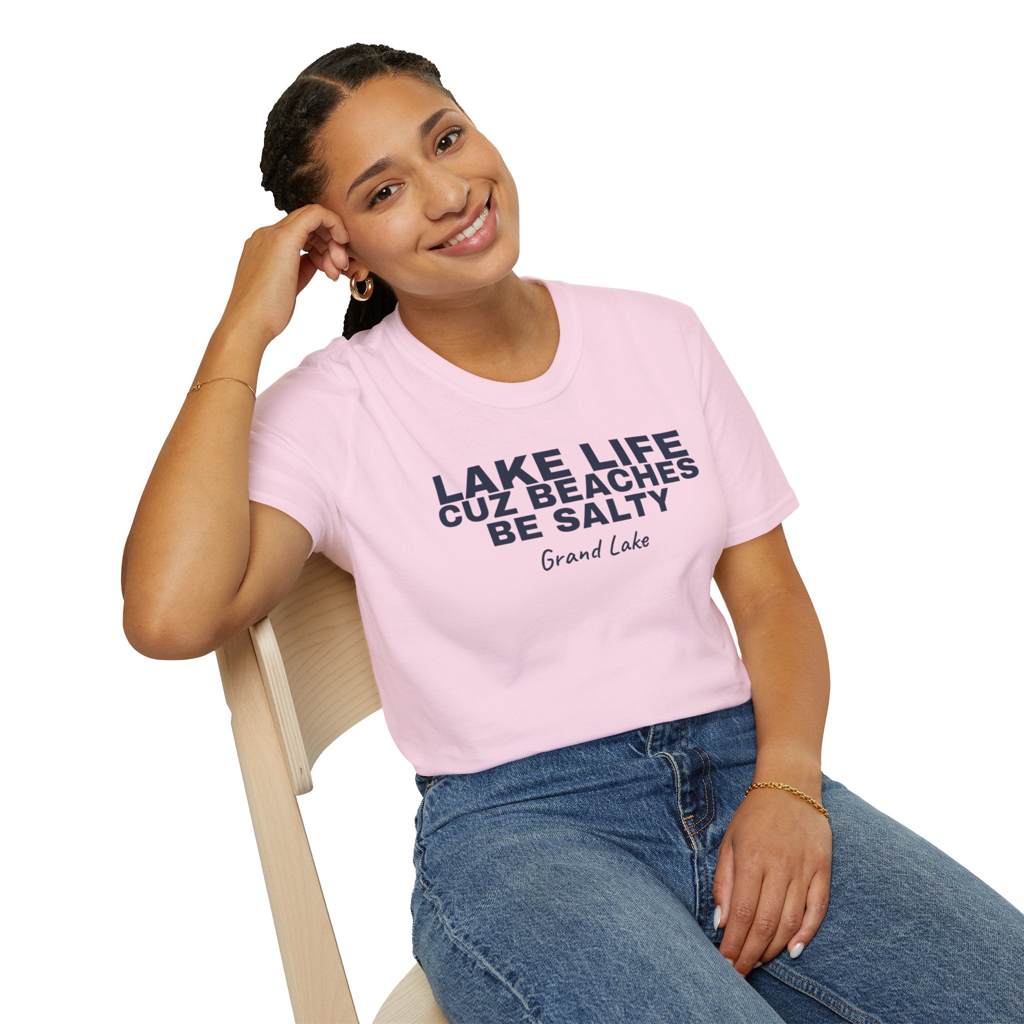 Lake Life T-Shirt — “Lake Life Cuz Beaches Be Salty” Relaxed Grand Lake Vacation Tee