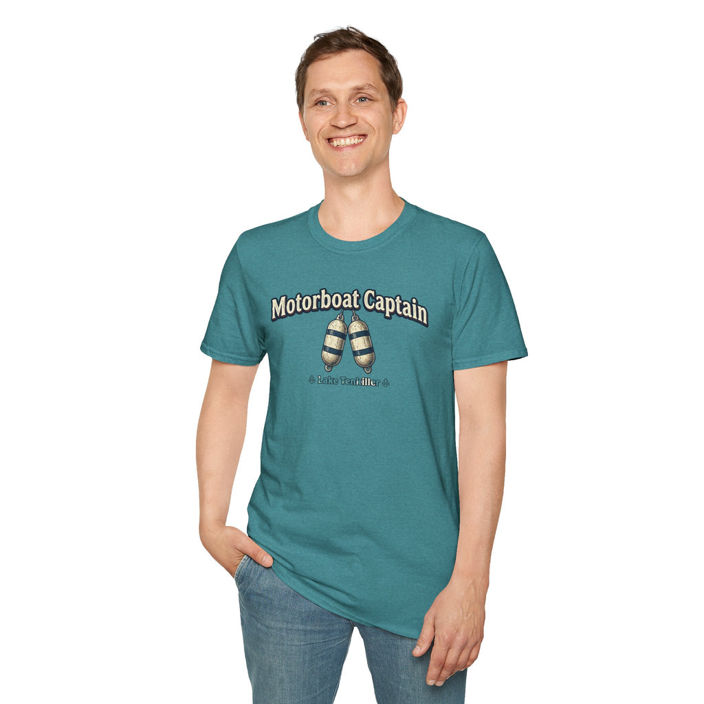 Motorboat Captain T‑Shirt – Lake Life Nautical Tee with Buoy Design