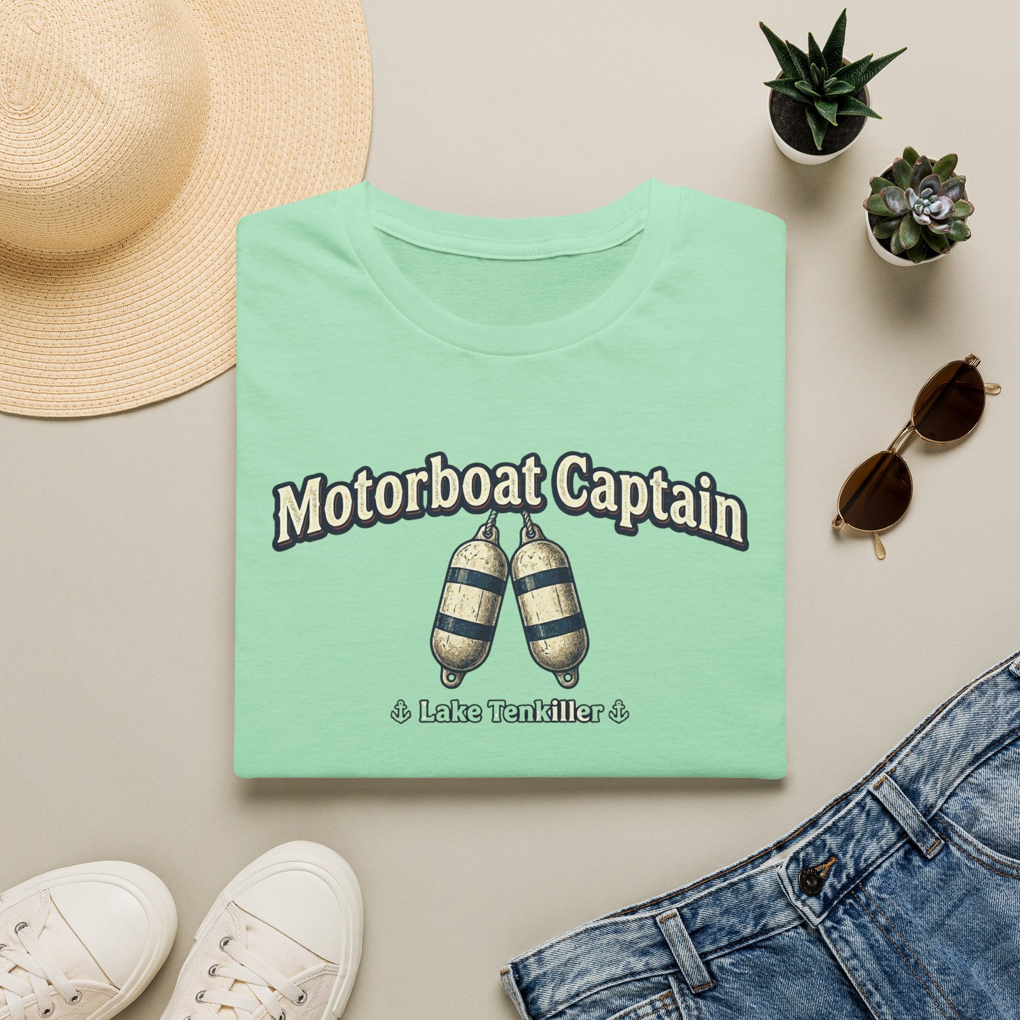 Motorboat Captain T‑Shirt – Lake Life Nautical Tee with Buoy Design