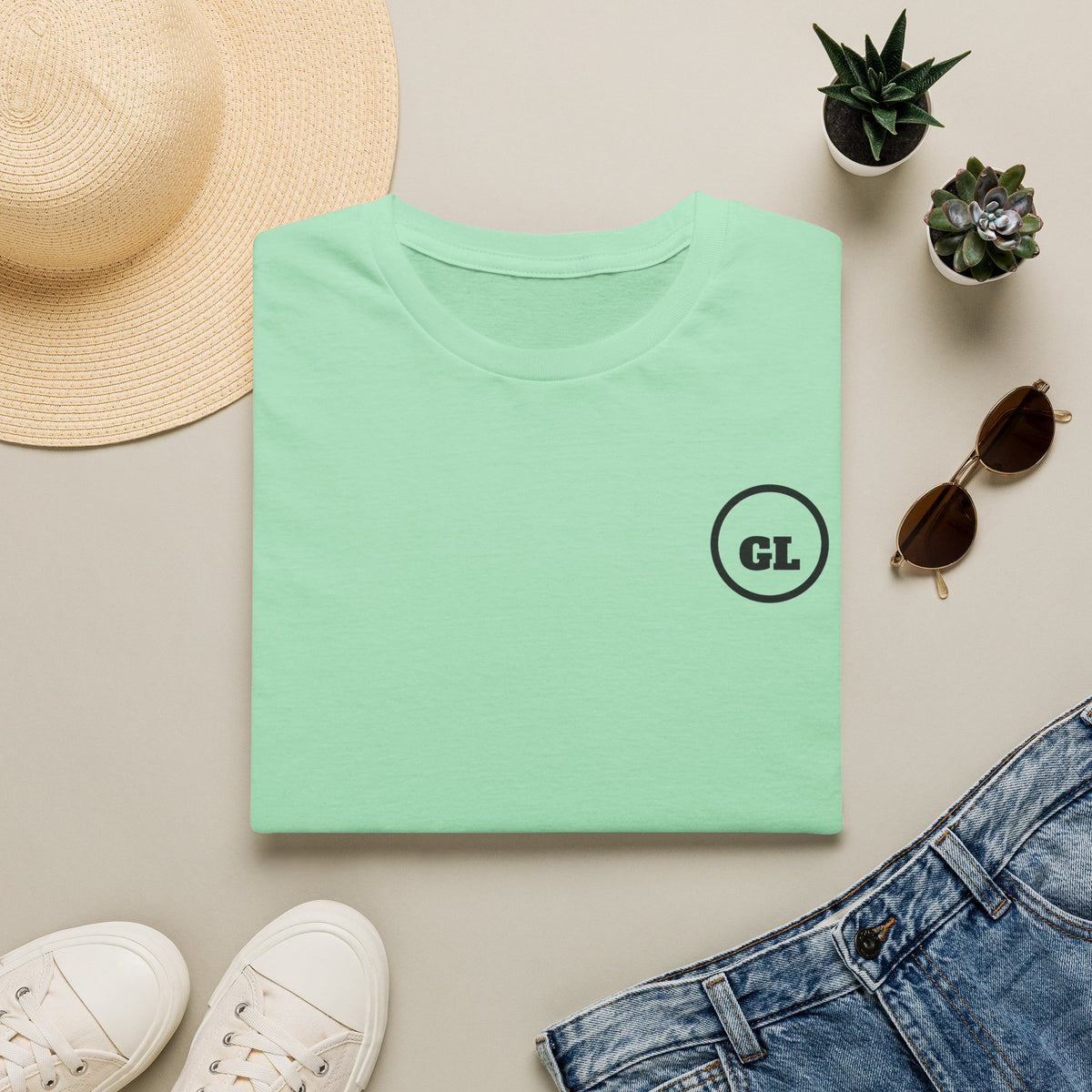 Day Drinking Grand Lake T-Shirt t-shirt in Mint Green — worn by model