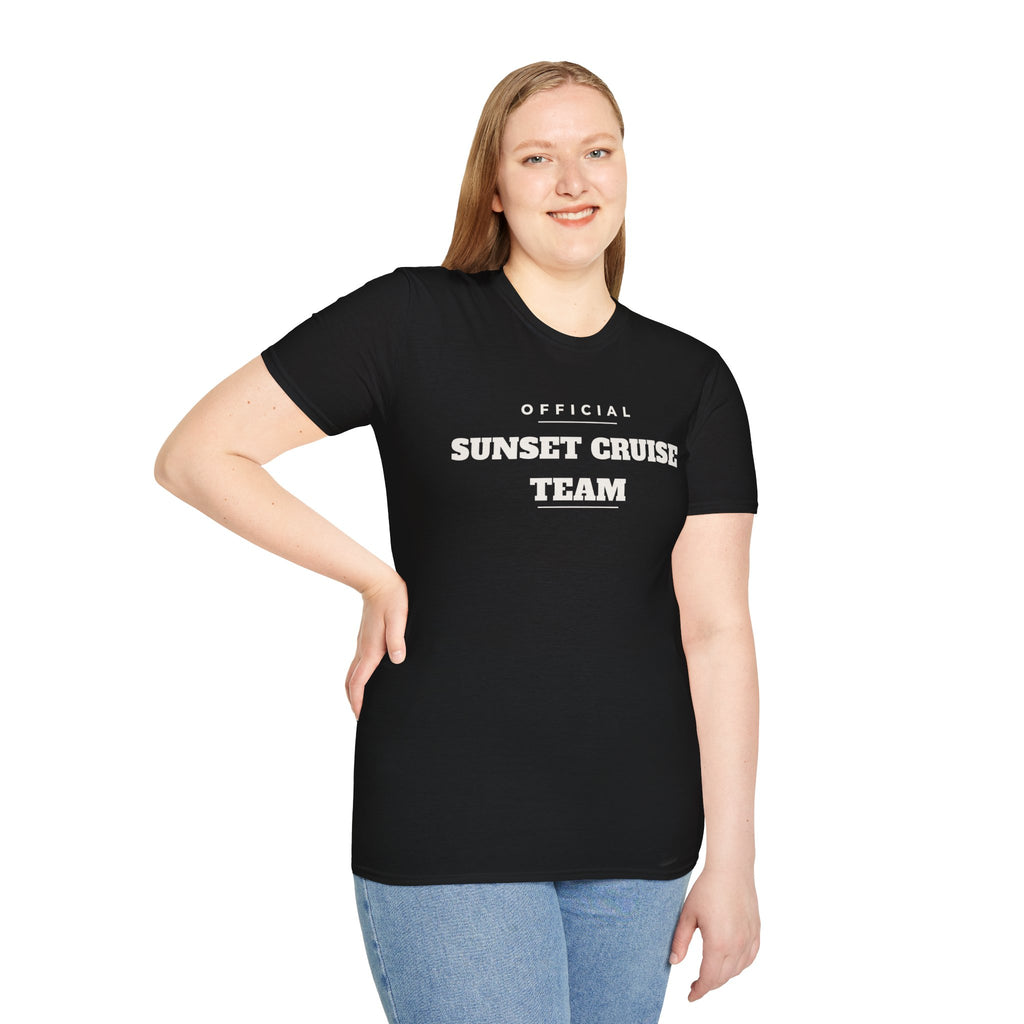 Sunset Cruise Team T-Shirt — 'Official' Crew Tee for Beach, Boat & Vacation
