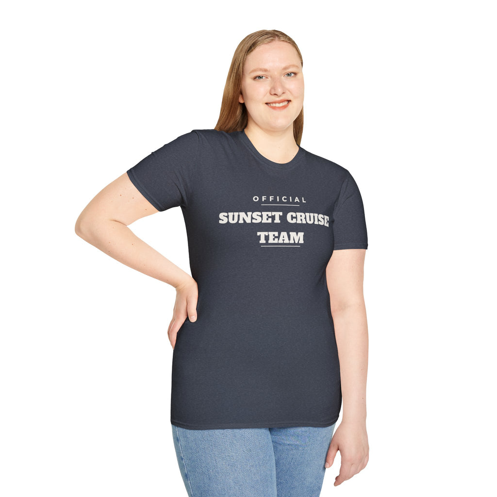 Sunset Cruise Team T-Shirt — 'Official' Crew Tee for Beach, Boat & Vacation