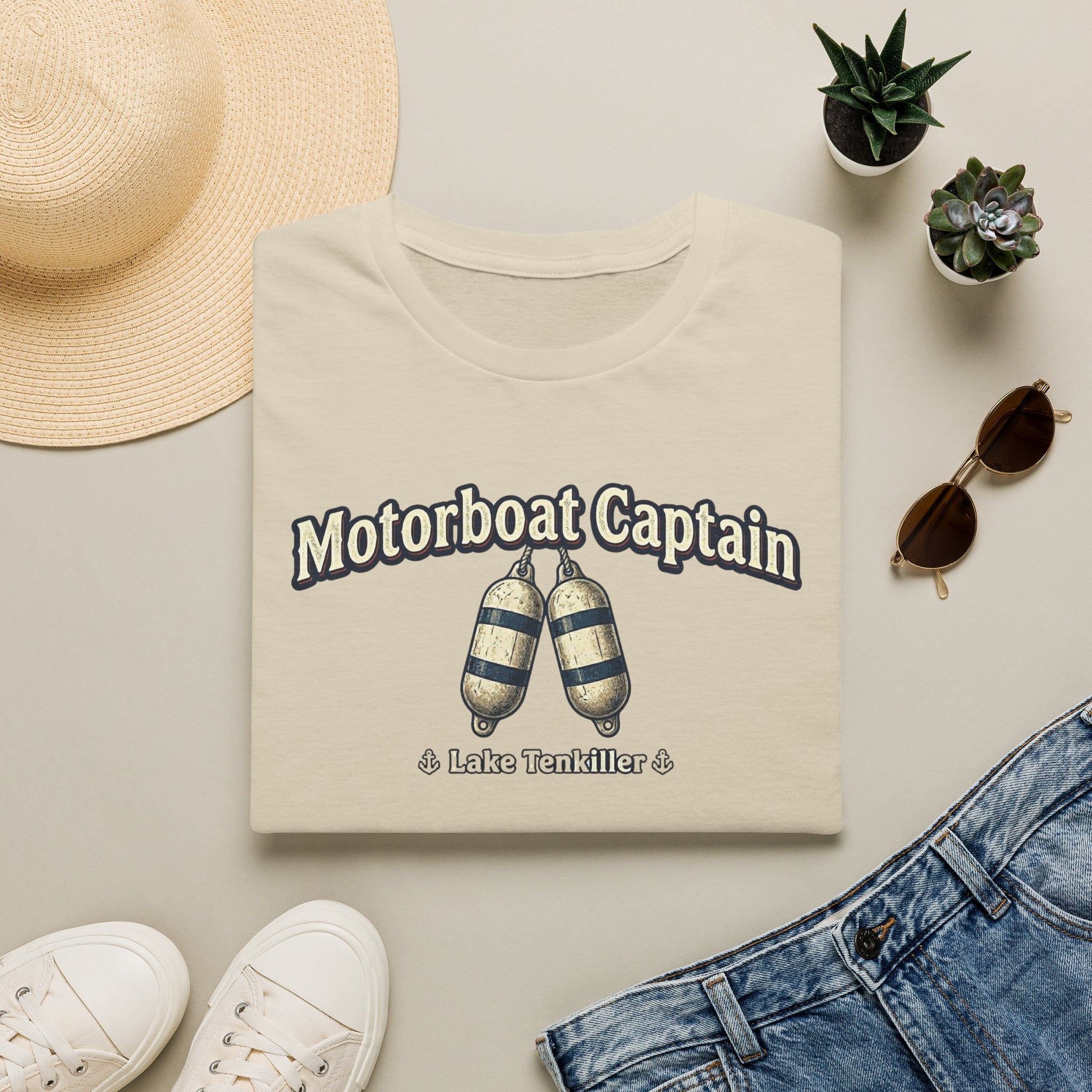 Motorboat Captain T‑Shirt – Lake Life Nautical Tee with Buoy Design