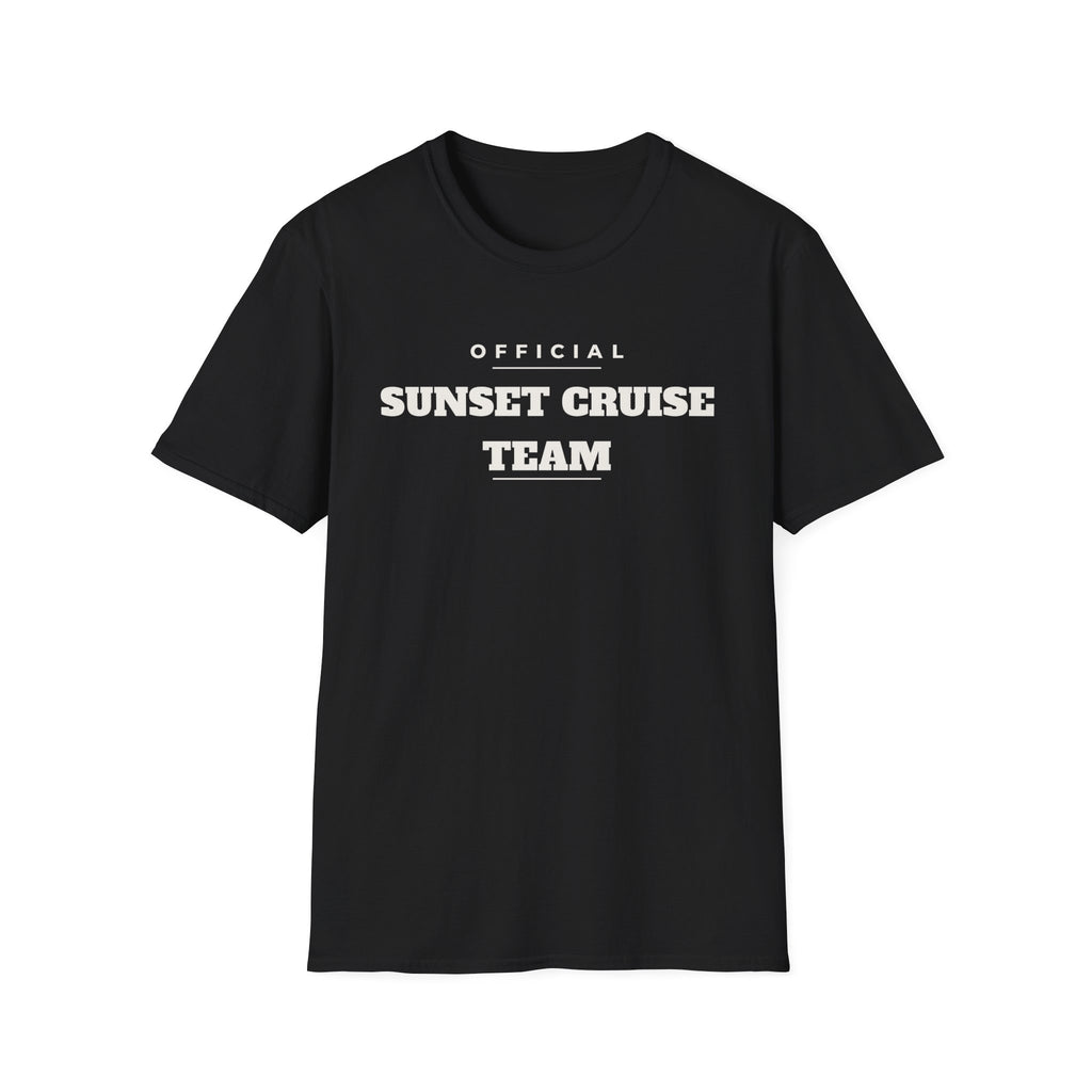 Sunset Cruise Team T-Shirt — 'Official' Crew Tee for Beach, Boat & Vacation