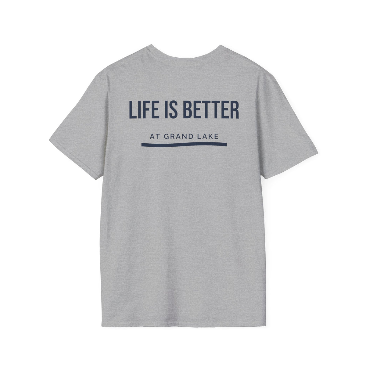 Life is Better at Grand Lake Logo T-Shirt t-shirt — worn by model