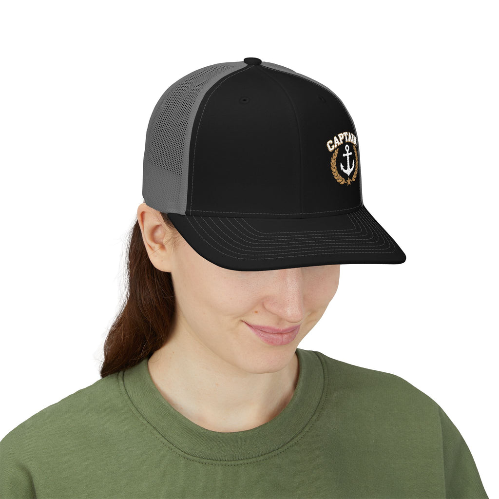 Captain Anchor Trucker Cap - Retro Nautical Snapback Hat