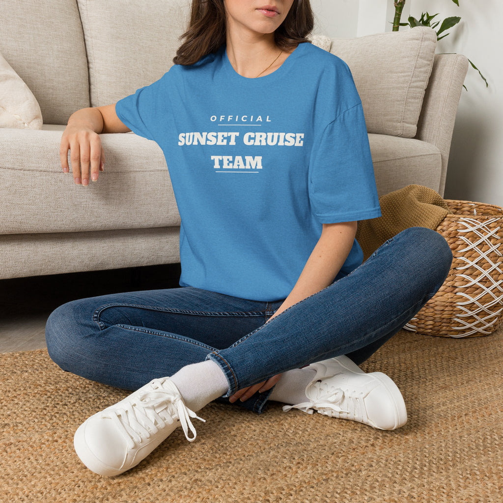 Sunset Cruise Team T-Shirt — 'Official' Crew Tee for Beach, Boat & Vacation