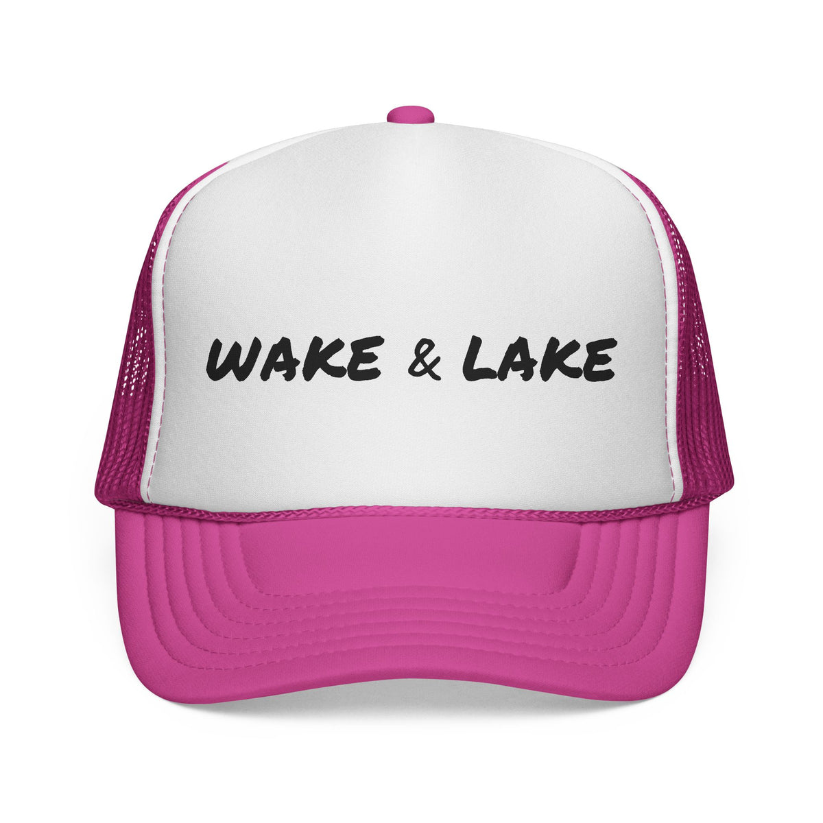 Wake & Lake Trucker Cap hat in Pink — detail view