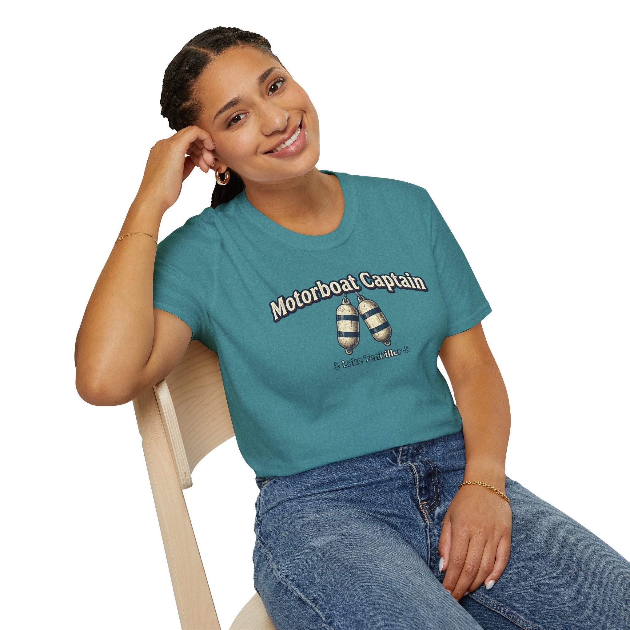 Motorboat Captain T‑Shirt – Lake Life Nautical Tee with Buoy Design