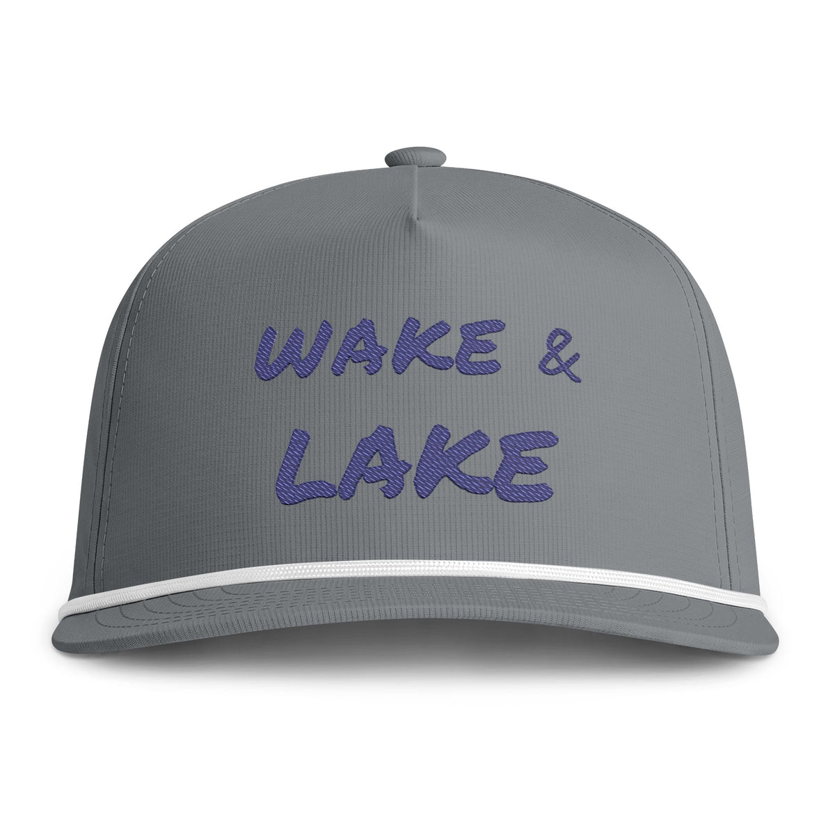 Wake & Lake Rope Cap hat in Granite — back view