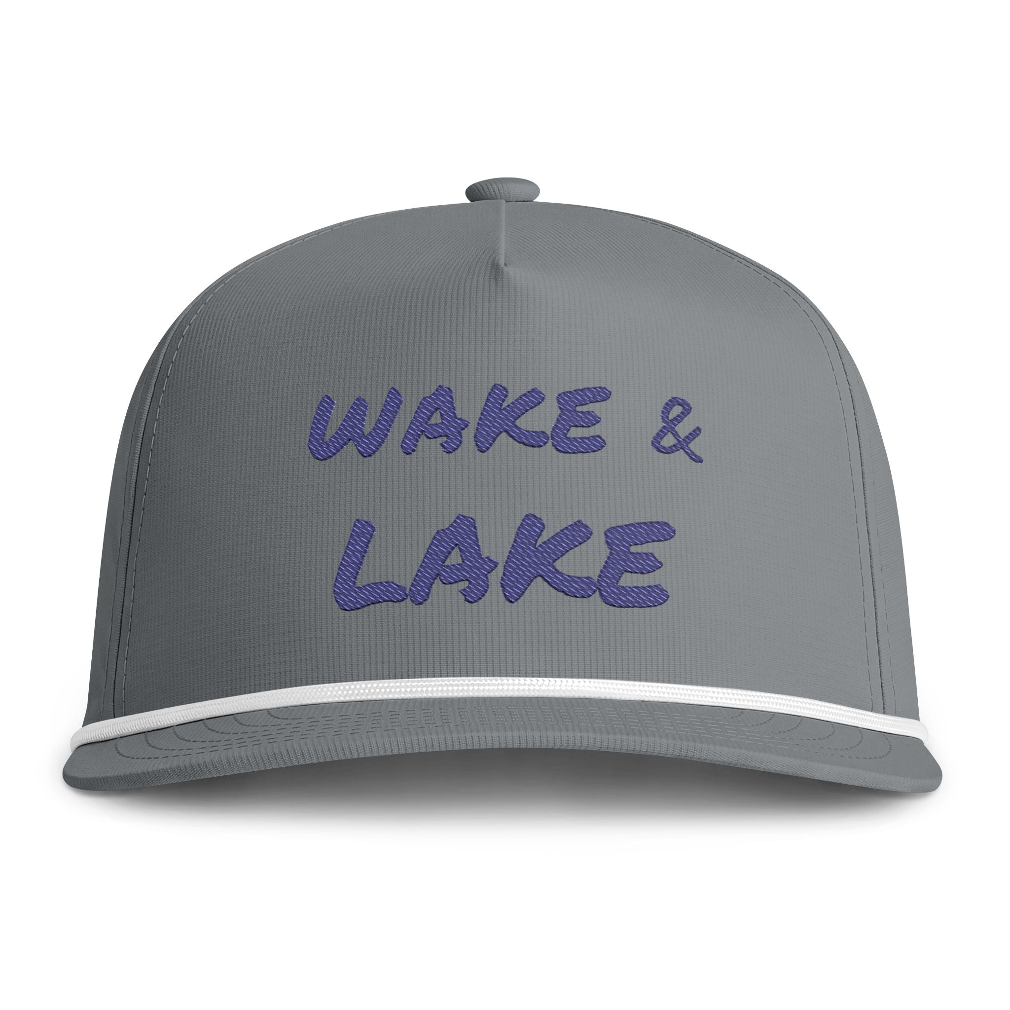 Wake & Lake Rope Cap — Sunwashed Embroidered Trucker Hat