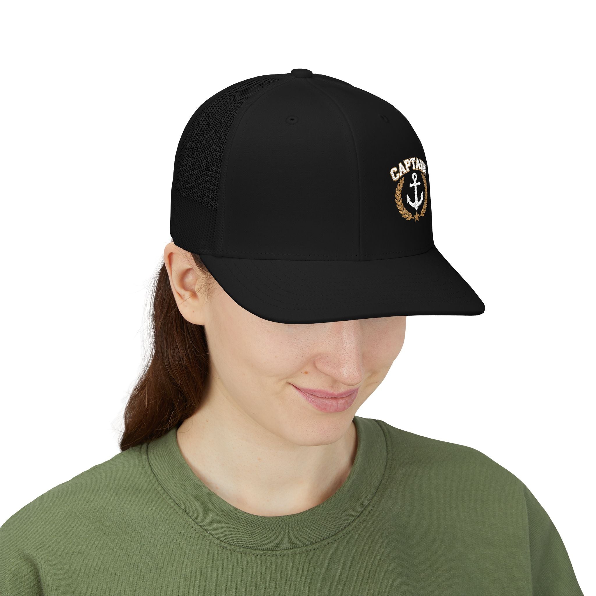 Captain Anchor Trucker Cap - Retro Nautical Snapback Hat