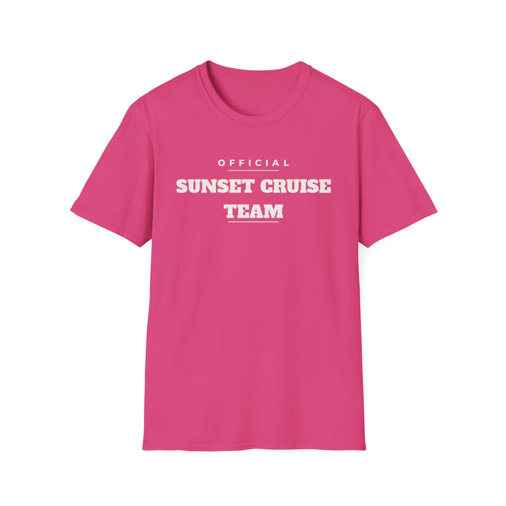 Sunset Cruise Team T-Shirt — 'Official' Crew Tee for Beach, Boat & Vacation