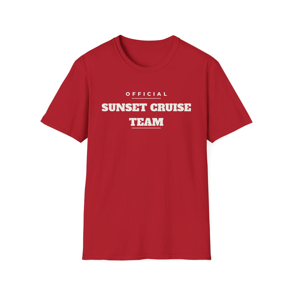 Sunset Cruise Team T-Shirt — 'Official' Crew Tee for Beach, Boat & Vacation
