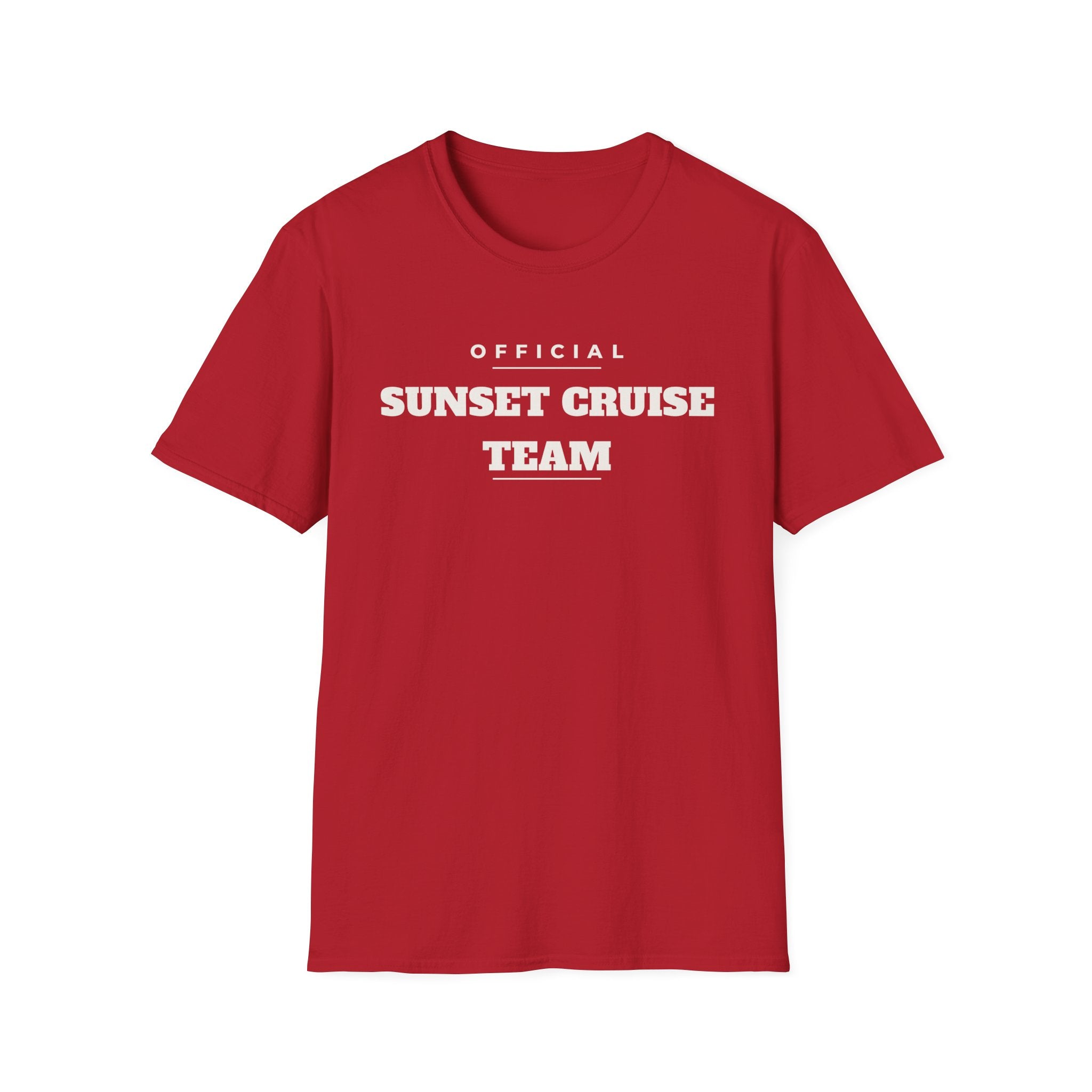 Sunset Cruise Team T-Shirt — 'Official' Crew Tee for Beach, Boat & Vacation