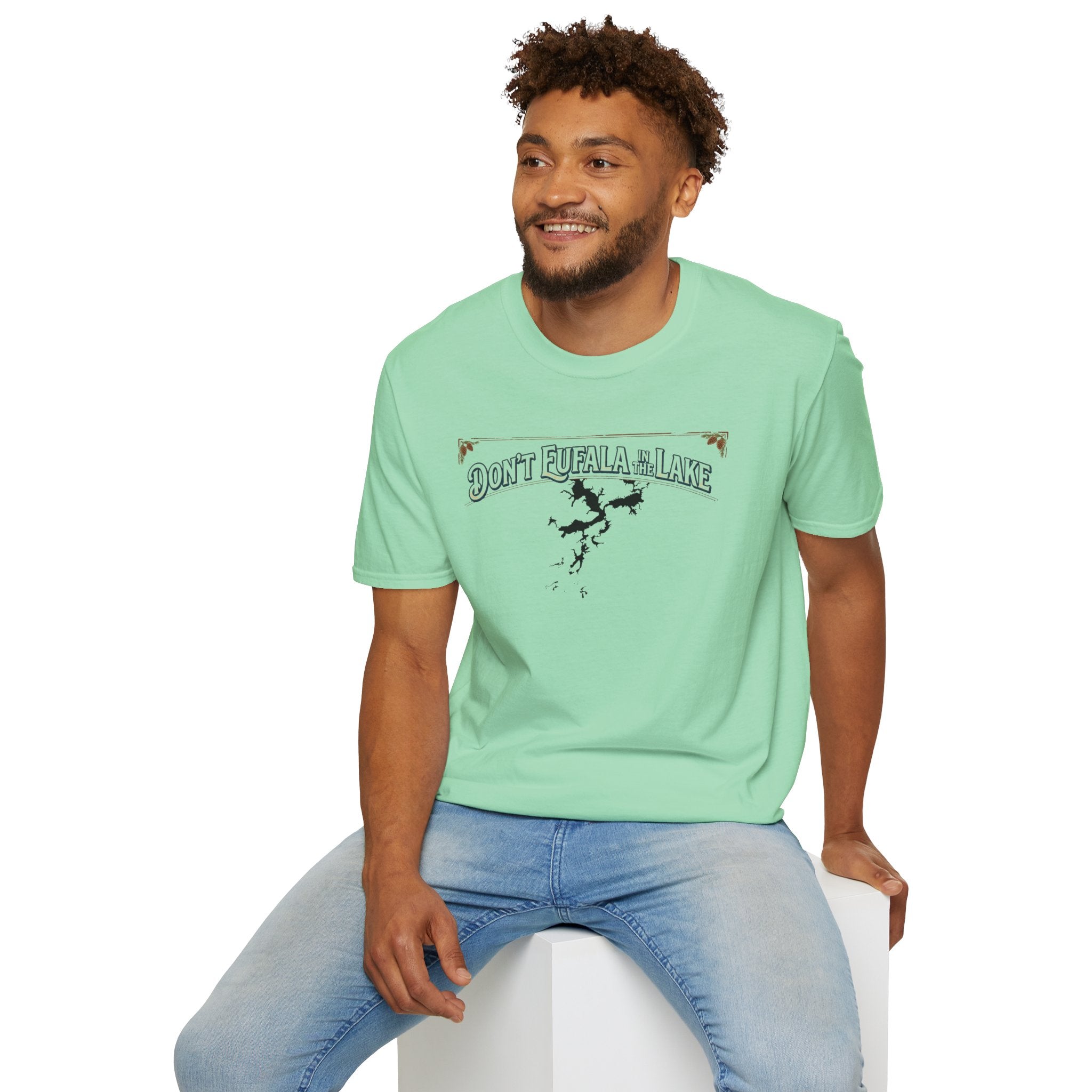 Don't Eufala in the Lake T-Shirt — Funny Eufala Lake Map Tee for Boaters & Locals