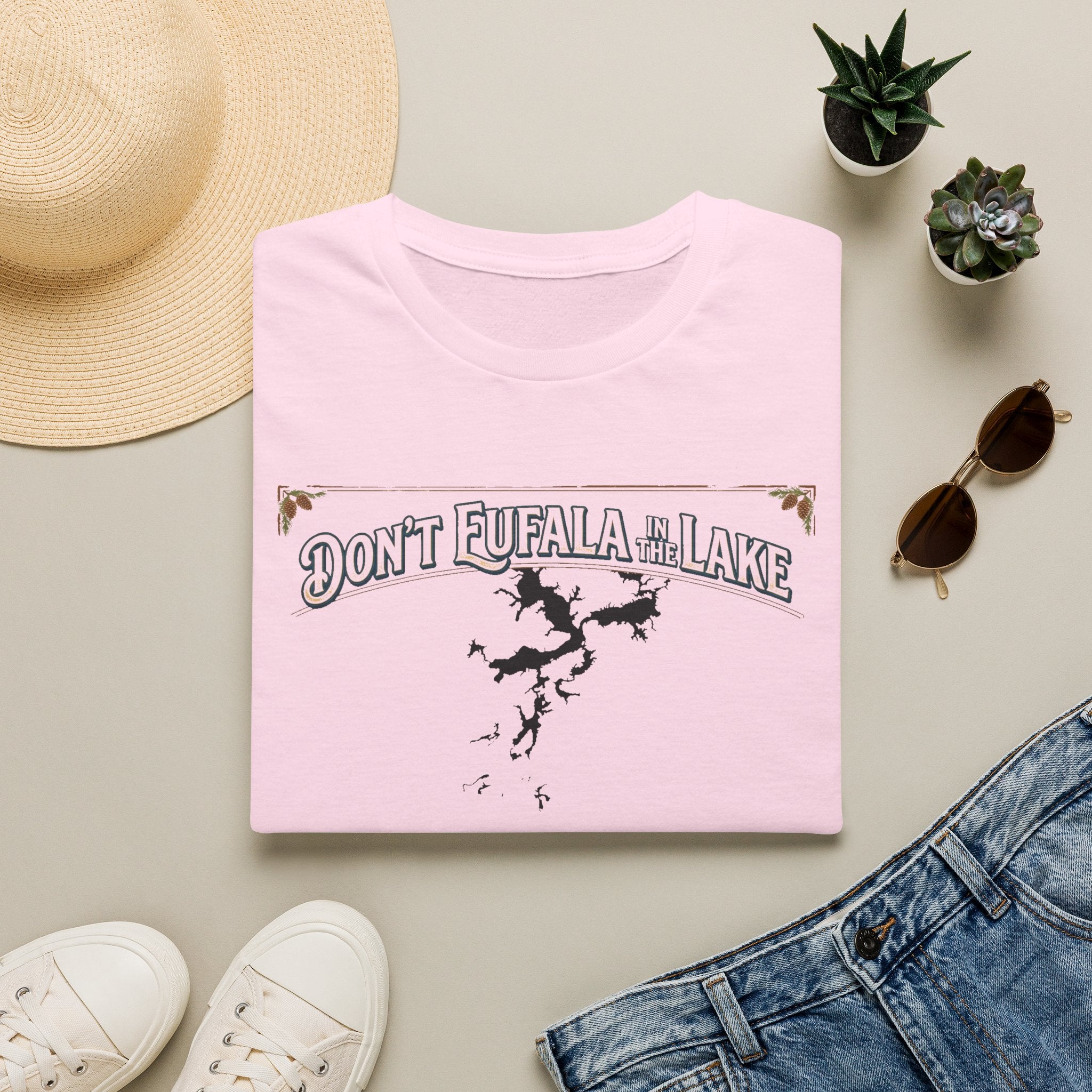 Don't Eufala in the Lake T-Shirt — Funny Eufala Lake Map Tee for Boaters & Locals