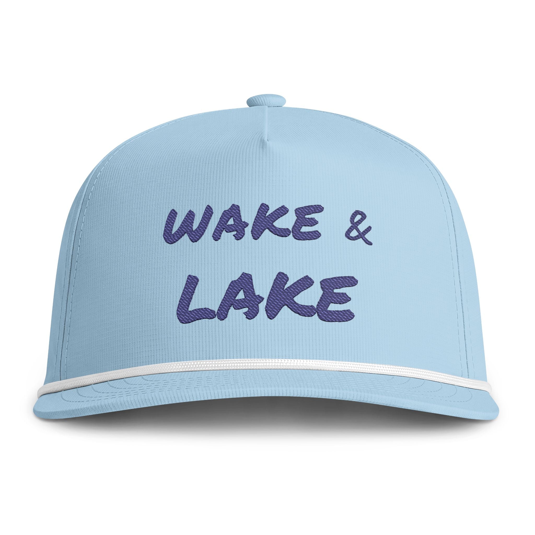 Wake & Lake Rope Cap — Sunwashed Embroidered Trucker Hat