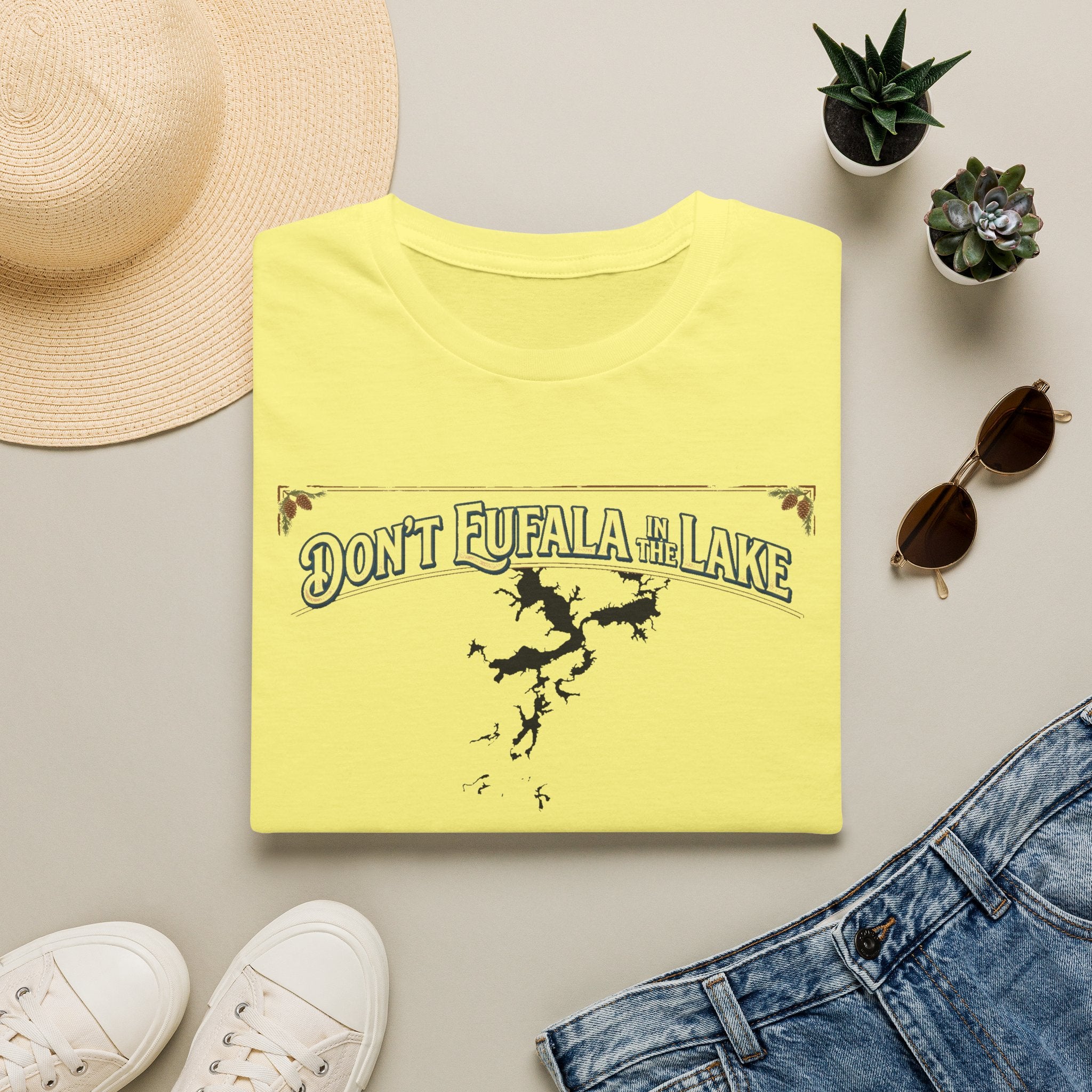 Don't Eufala in the Lake T-Shirt — Funny Eufala Lake Map Tee for Boaters & Locals