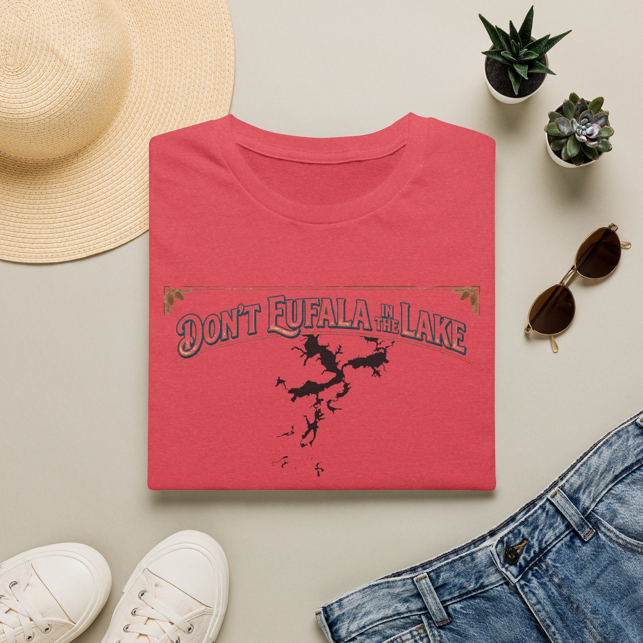 Don't Eufala in the Lake T-Shirt — Funny Eufala Lake Map Tee for Boaters & Locals