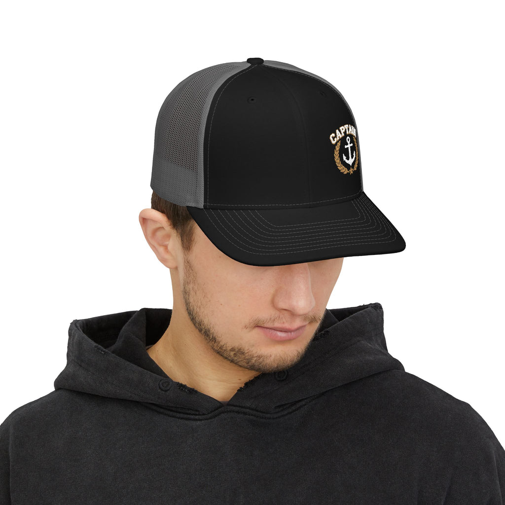 Captain Anchor Trucker Cap - Retro Nautical Snapback Hat