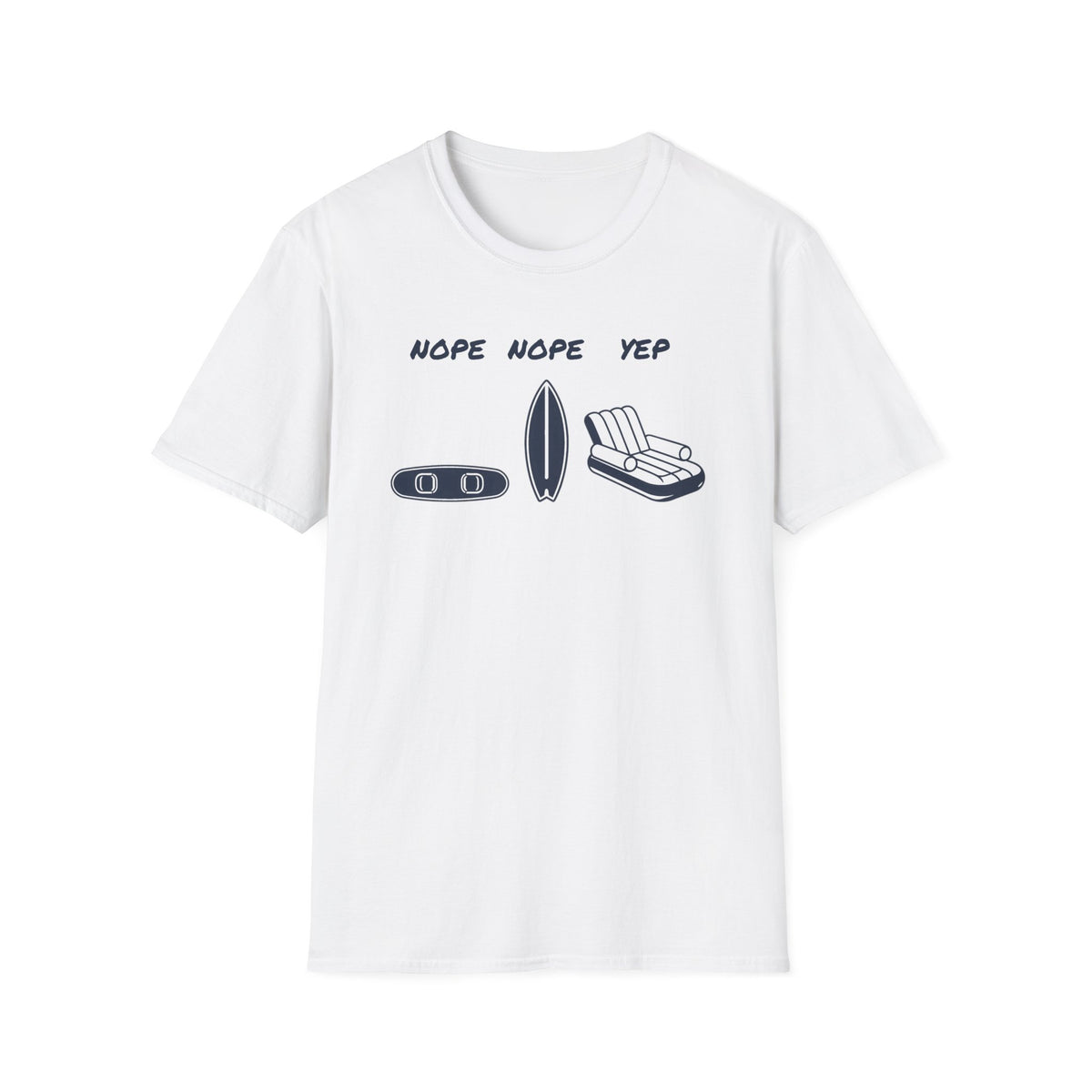 Nope Nope Yep Surf & Float Graphic T-Shirt t-shirt — worn by model