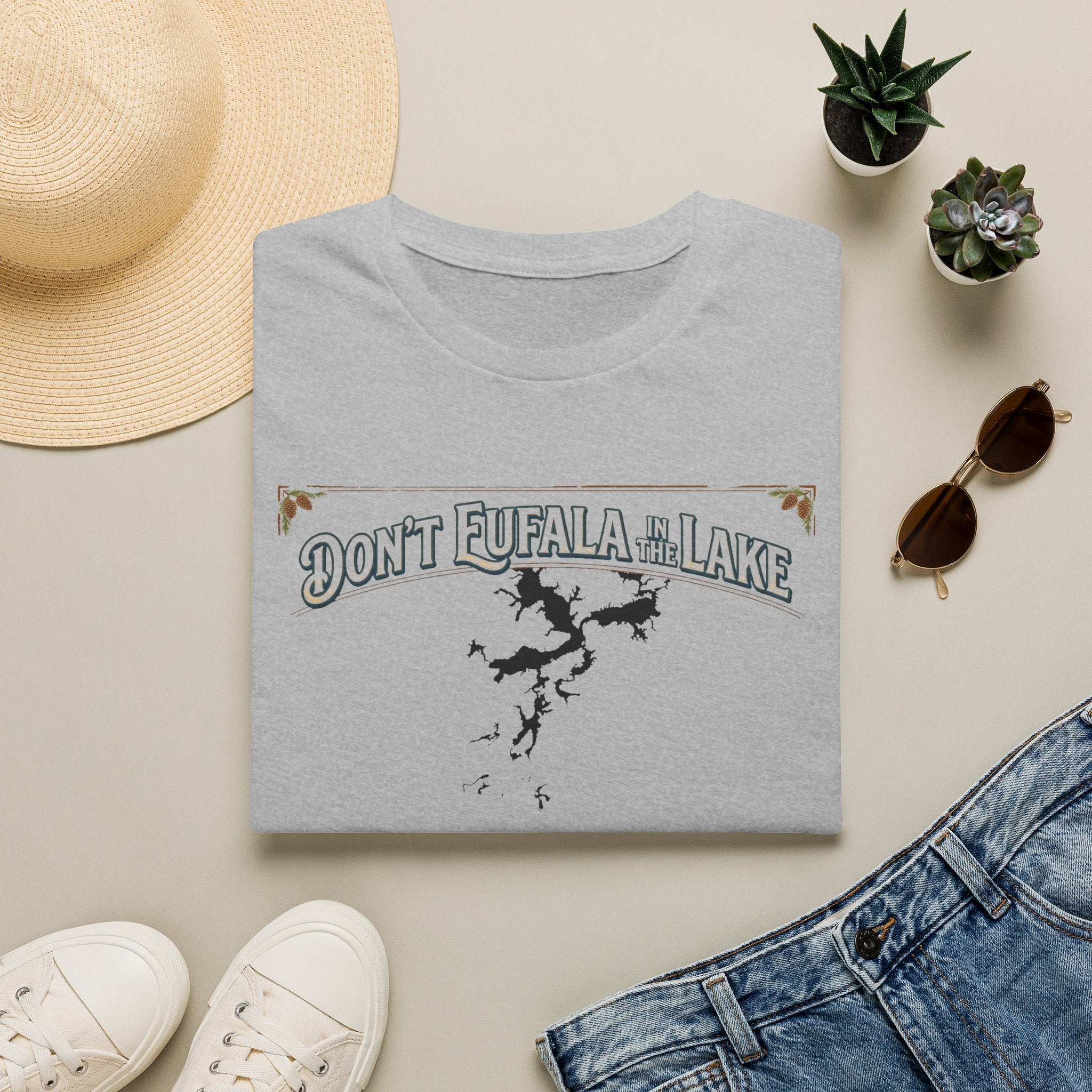 Don't Eufala in the Lake T-Shirt — Funny Eufala Lake Map Tee for Boaters & Locals