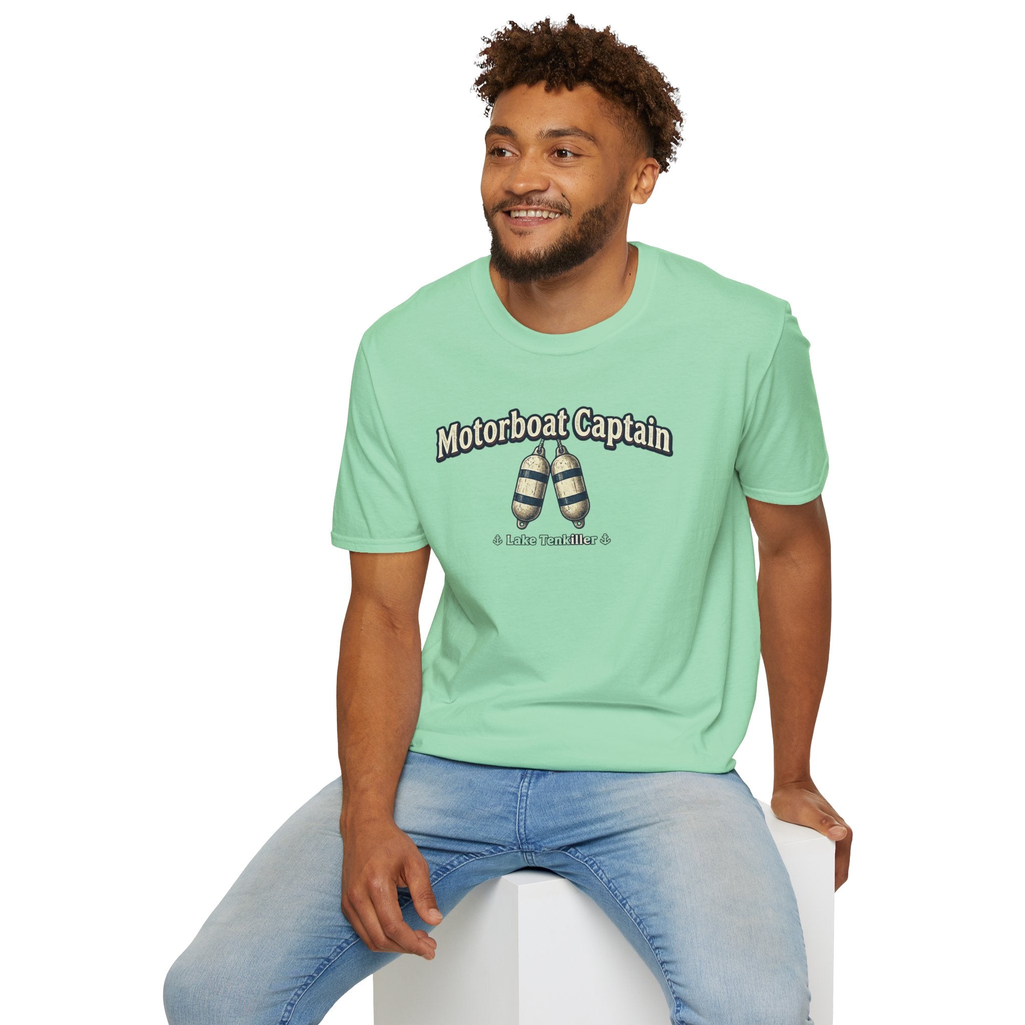 Motorboat Captain T‑Shirt – Lake Life Nautical Tee with Buoy Design