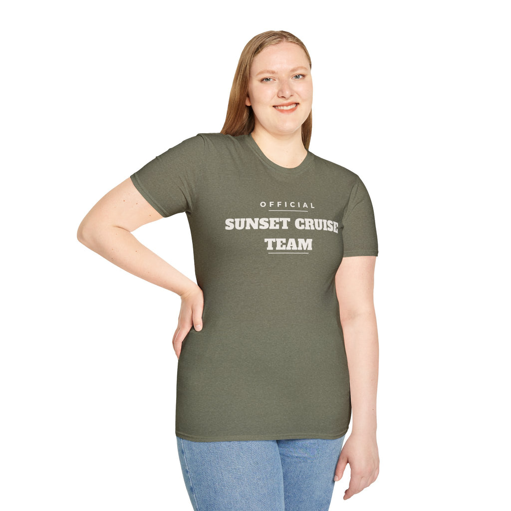 Sunset Cruise Team T-Shirt — 'Official' Crew Tee for Beach, Boat & Vacation