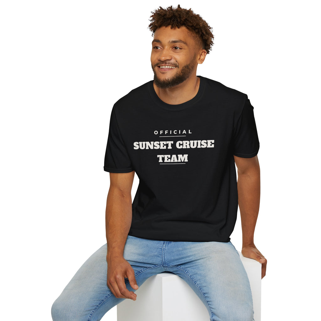 Sunset Cruise Team T-Shirt — 'Official' Crew Tee for Beach, Boat & Vacation
