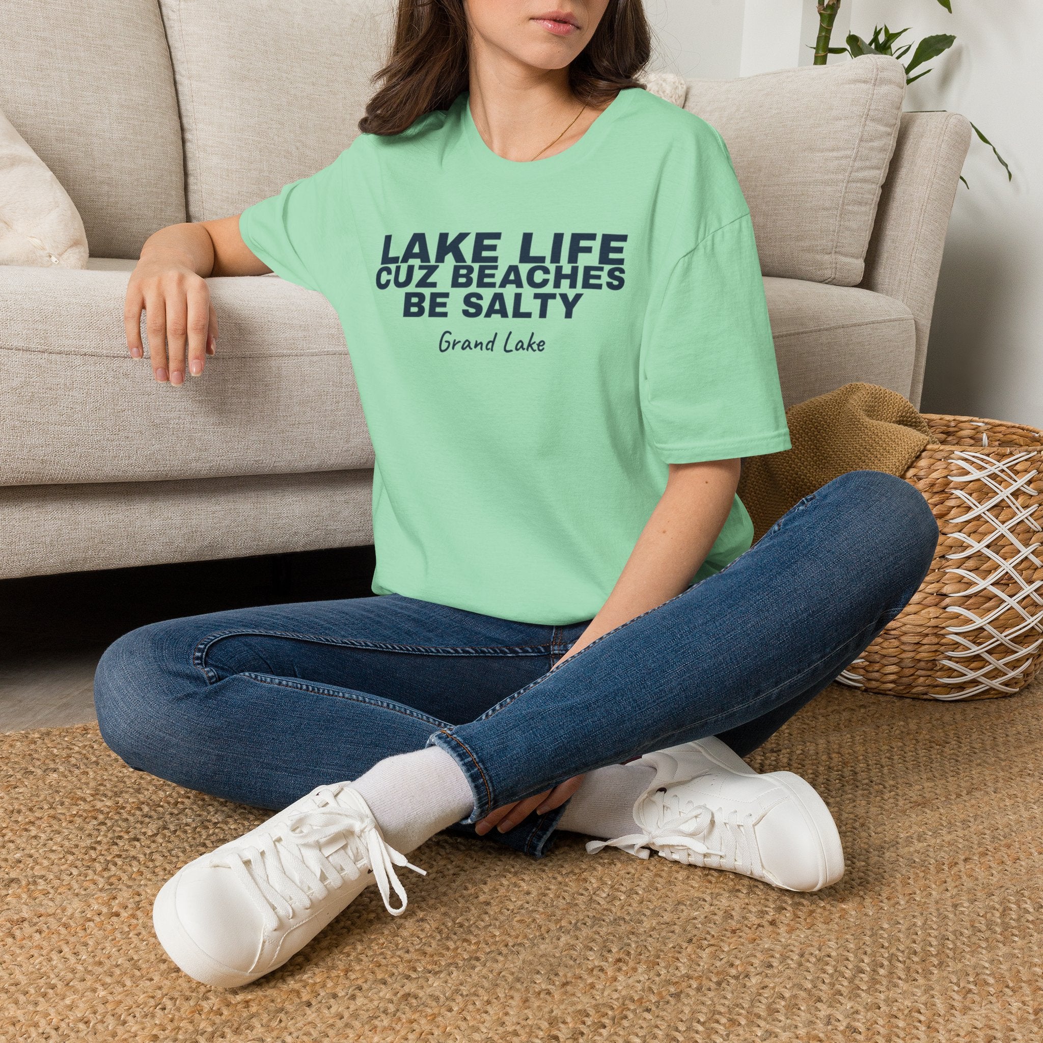 Lake Life T-Shirt — “Lake Life Cuz Beaches Be Salty” Relaxed Grand Lake Vacation Tee