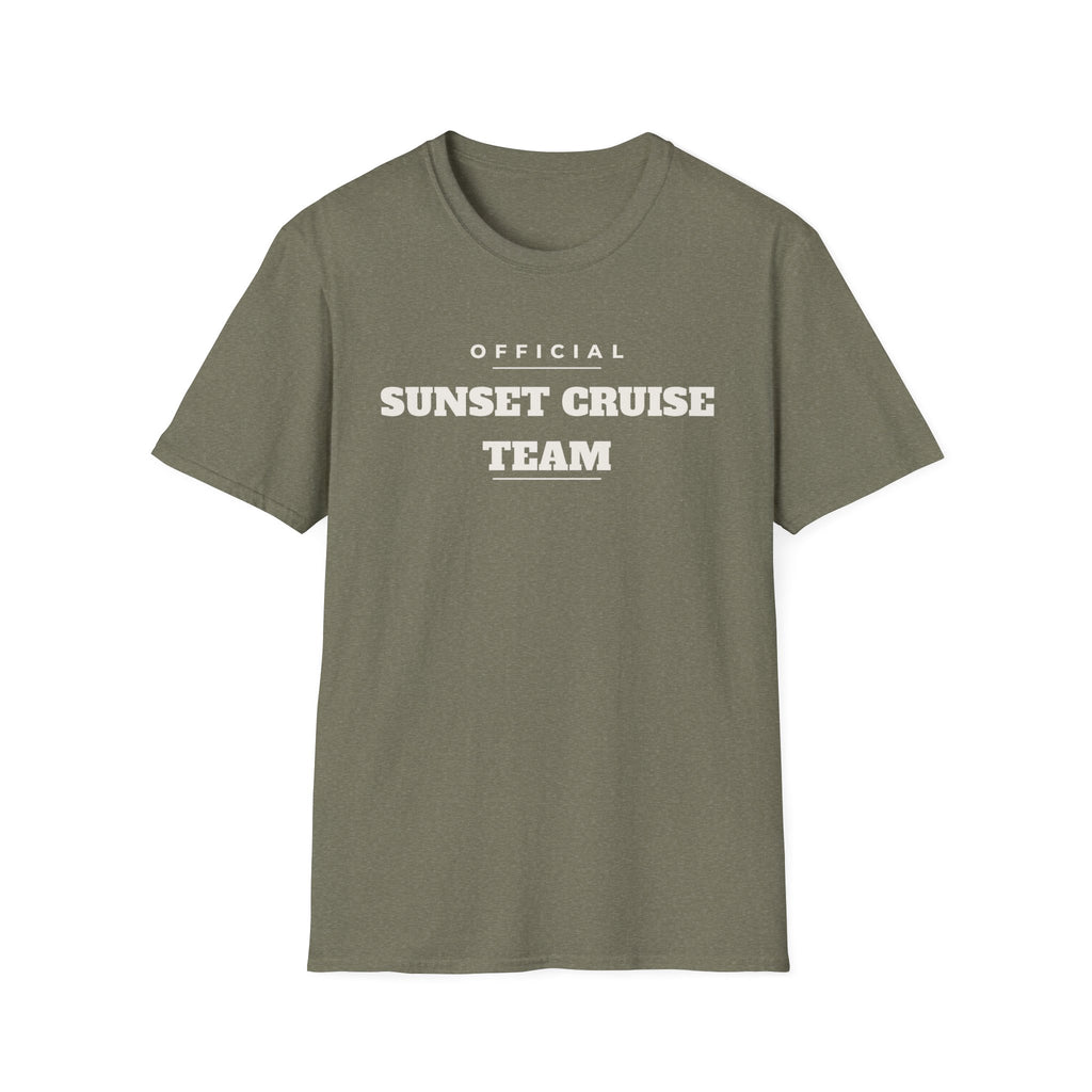 Sunset Cruise Team T-Shirt — 'Official' Crew Tee for Beach, Boat & Vacation