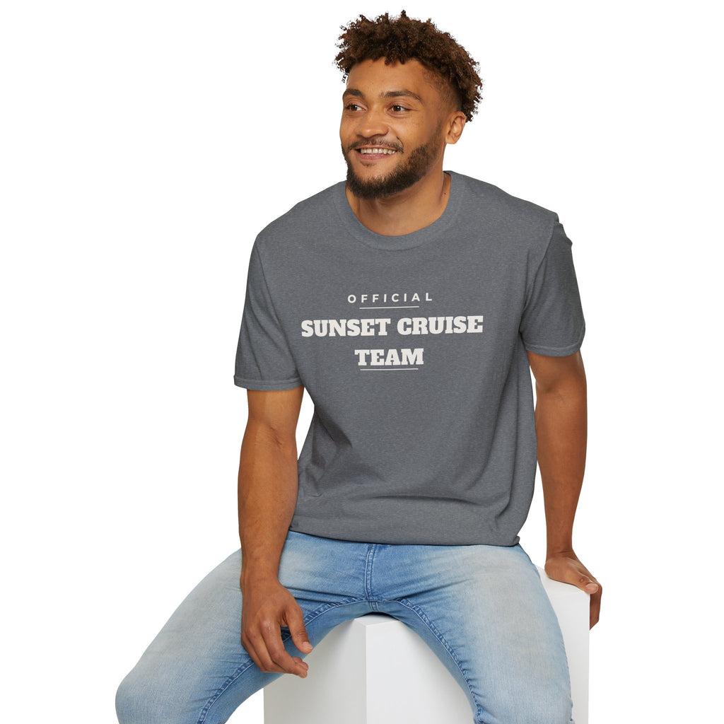 Sunset Cruise Team T-Shirt — 'Official' Crew Tee for Beach, Boat & Vacation