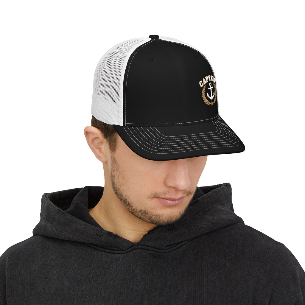 Captain Anchor Trucker Cap - Retro Nautical Snapback Hat
