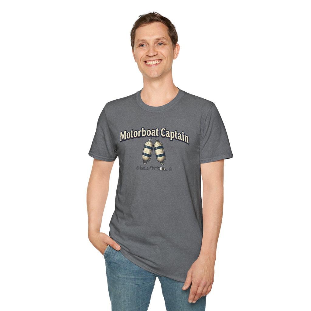Motorboat Captain T‑Shirt – Lake Life Nautical Tee with Buoy Design