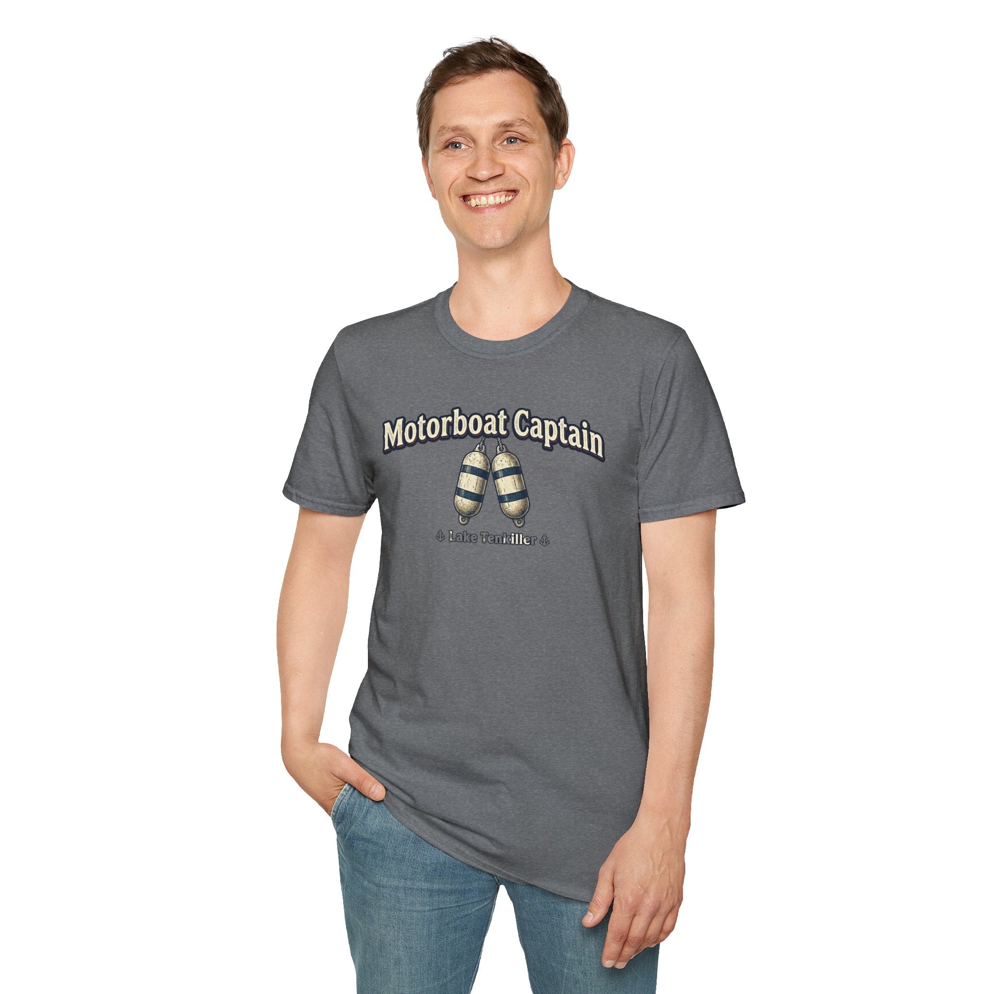 Motorboat Captain T‑Shirt – Lake Life Nautical Tee with Buoy Design