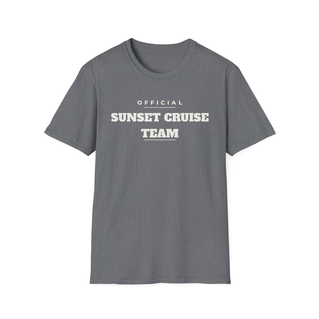 Sunset Cruise Team T-Shirt — 'Official' Crew Tee for Beach, Boat & Vacation