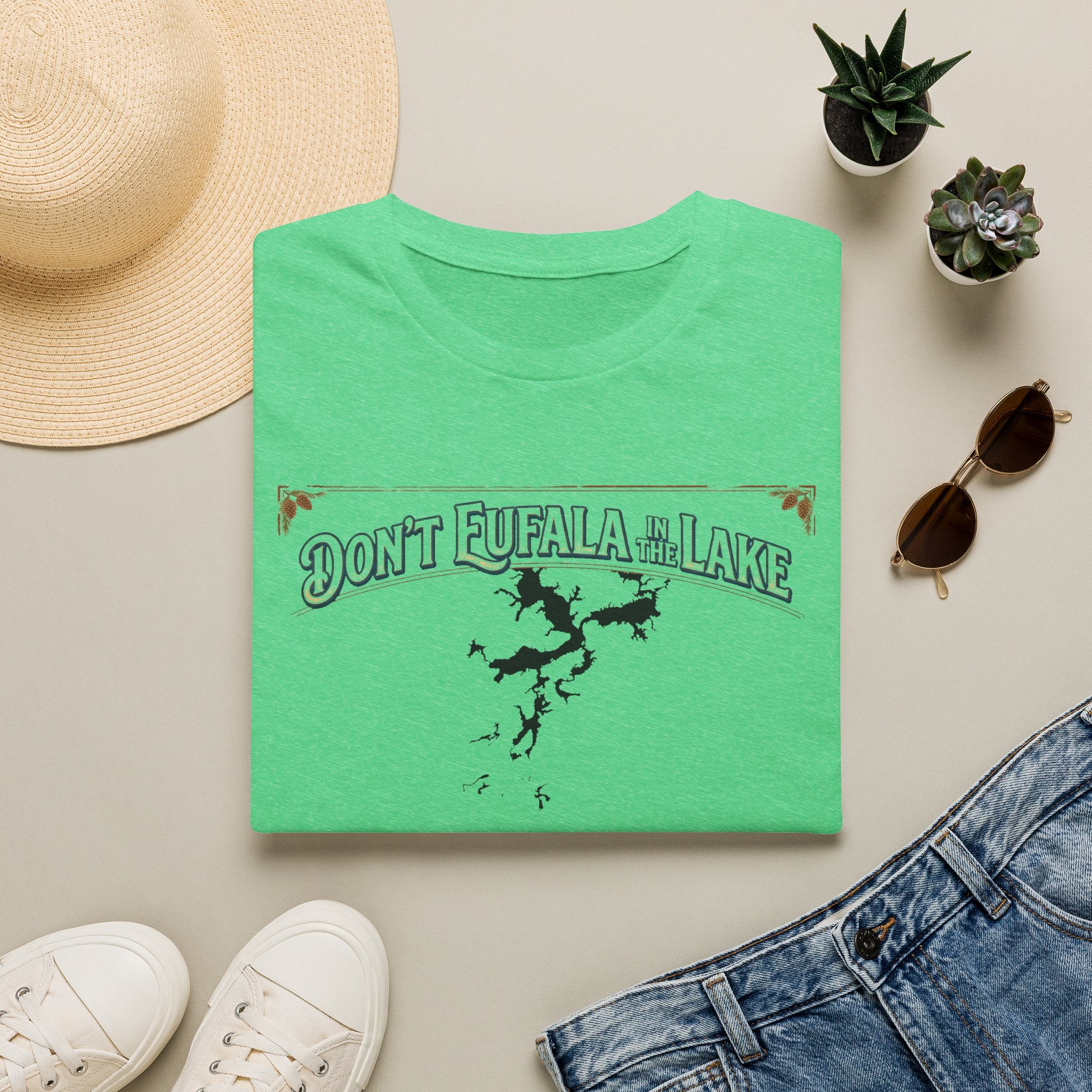 Don't Eufala in the Lake T-Shirt — Funny Eufala Lake Map Tee for Boaters & Locals