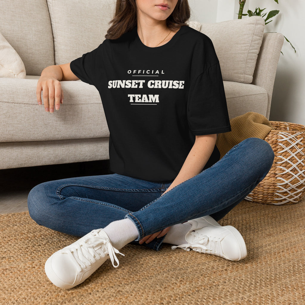 Sunset Cruise Team T-Shirt — 'Official' Crew Tee for Beach, Boat & Vacation