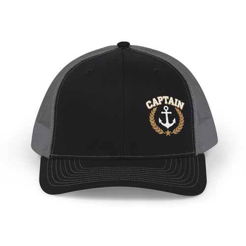 Captain Anchor Trucker Cap - Retro Nautical Snapback Hat