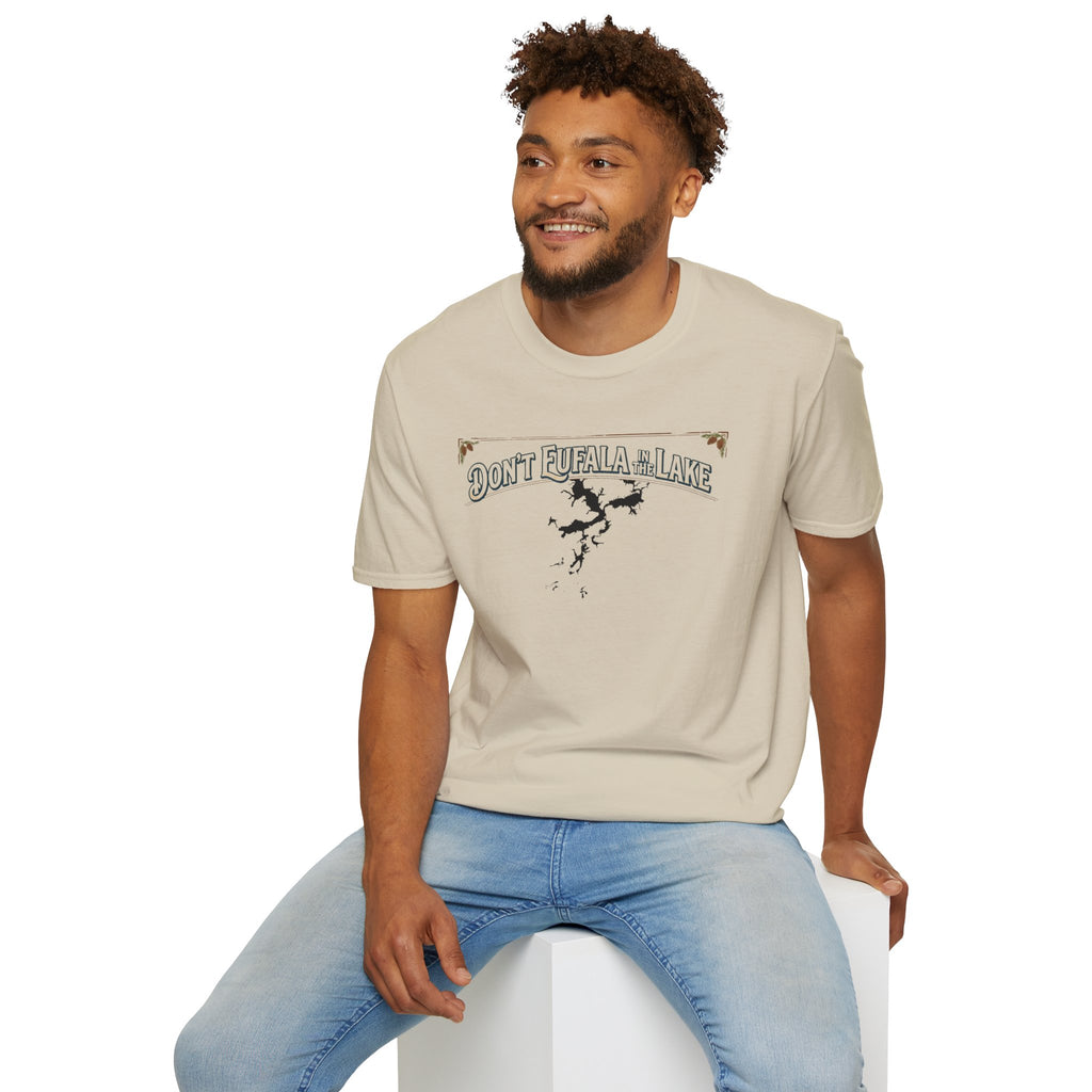 Don't Eufala in the Lake T-Shirt — Funny Eufala Lake Map Tee for Boaters & Locals
